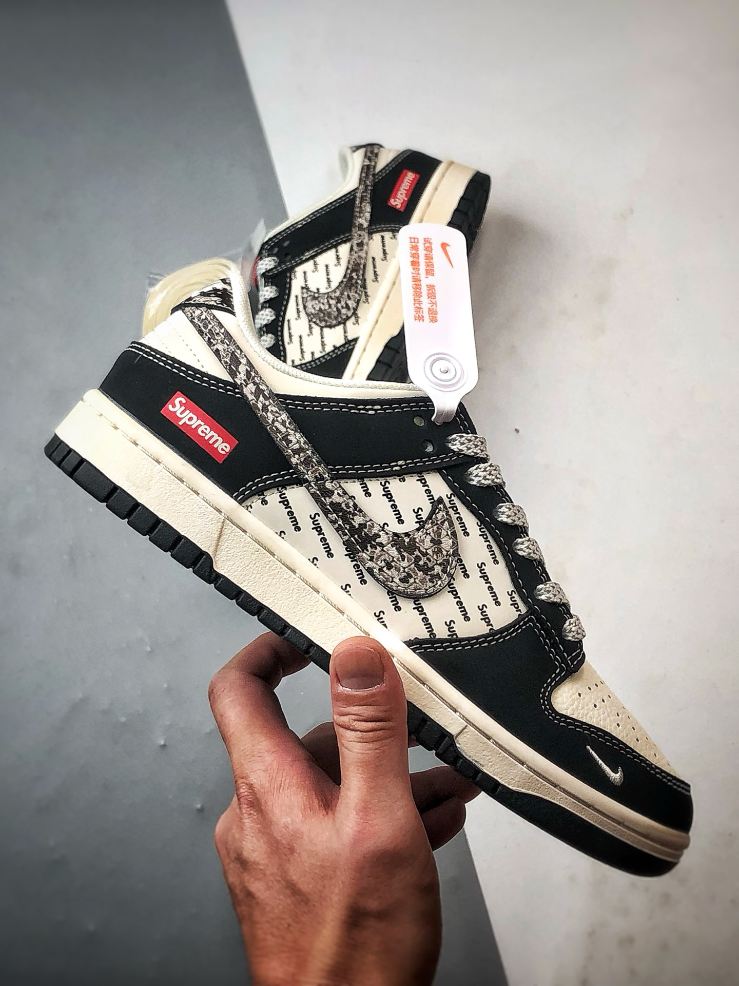 NK Dunk Low Retro ”DIY高端定制” Sup印字米黑蛇纹钩 低帮休闲运动板鞋 XS6089-624 NK Dunk Low Retro ”DIY高端定制” Sup印字米黑蛇纹钩 低帮休闲运动板鞋 XS6089-624