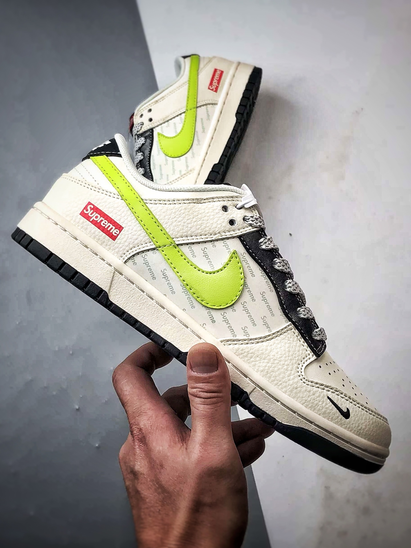 NK Dunk Low Retro ”DIY高端定制” Sup米黑浅绿钩 低帮休闲运动板鞋 XS6089-625