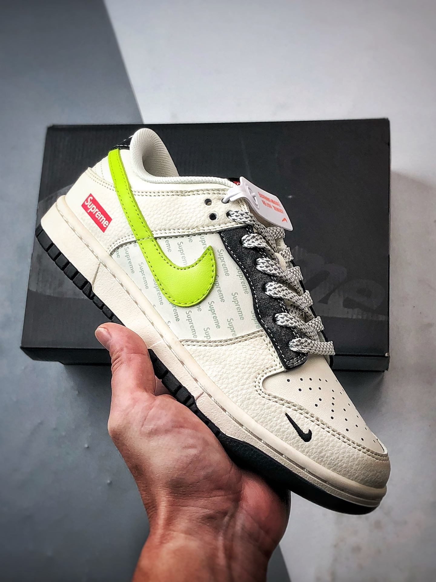 NK Dunk Low Retro ”DIY高端定制” Sup米黑浅绿钩 低帮休闲运动板鞋 XS6089-625