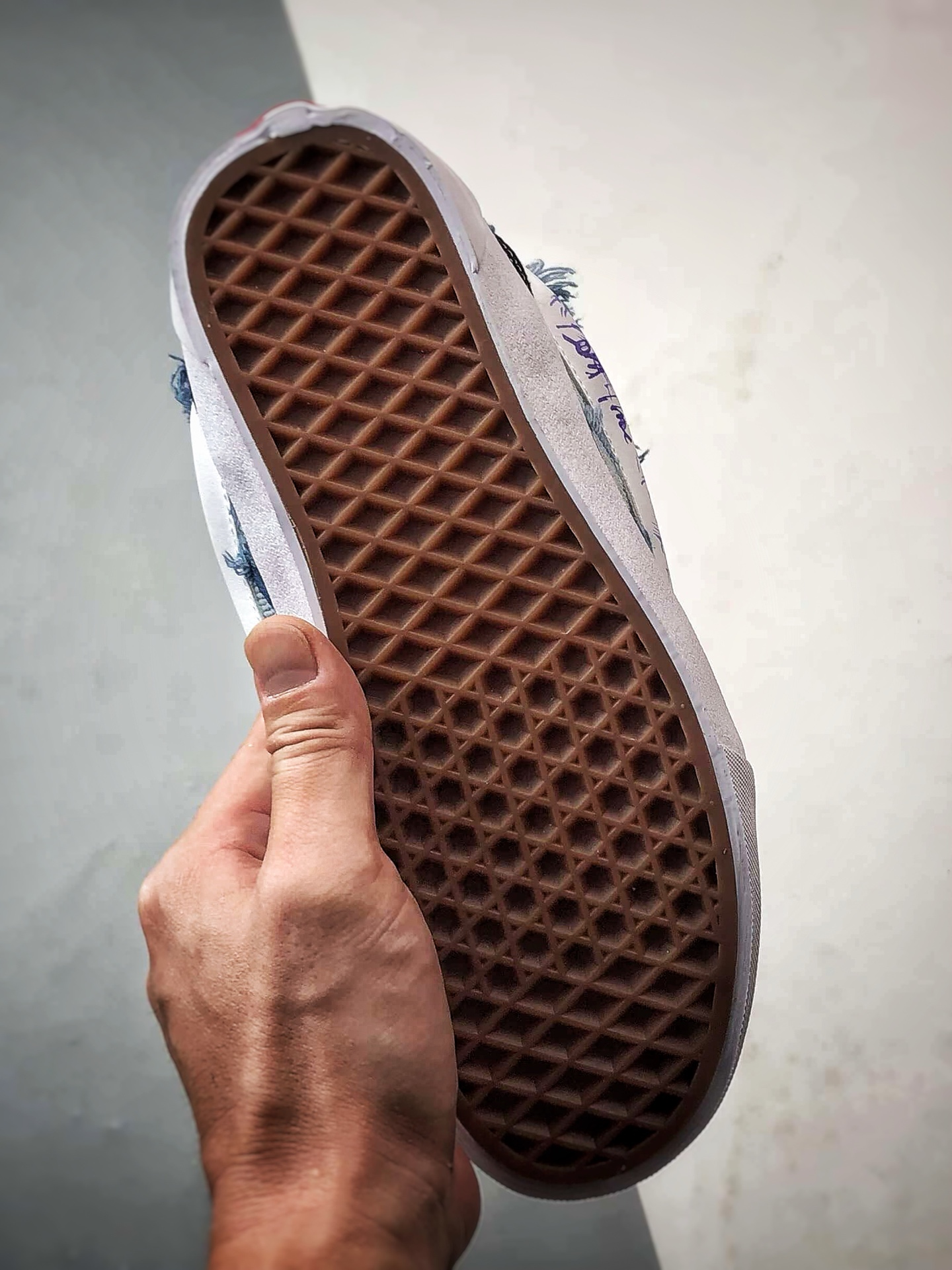 Vans Knu Skool 黑白蓝 新款 复古休闲万花弄面包鞋 “格韵复古”