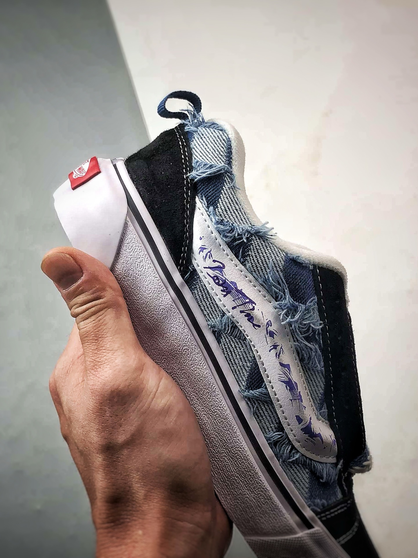 Vans Knu Skool 黑白蓝 新款 复古休闲万花弄面包鞋 “格韵复古”