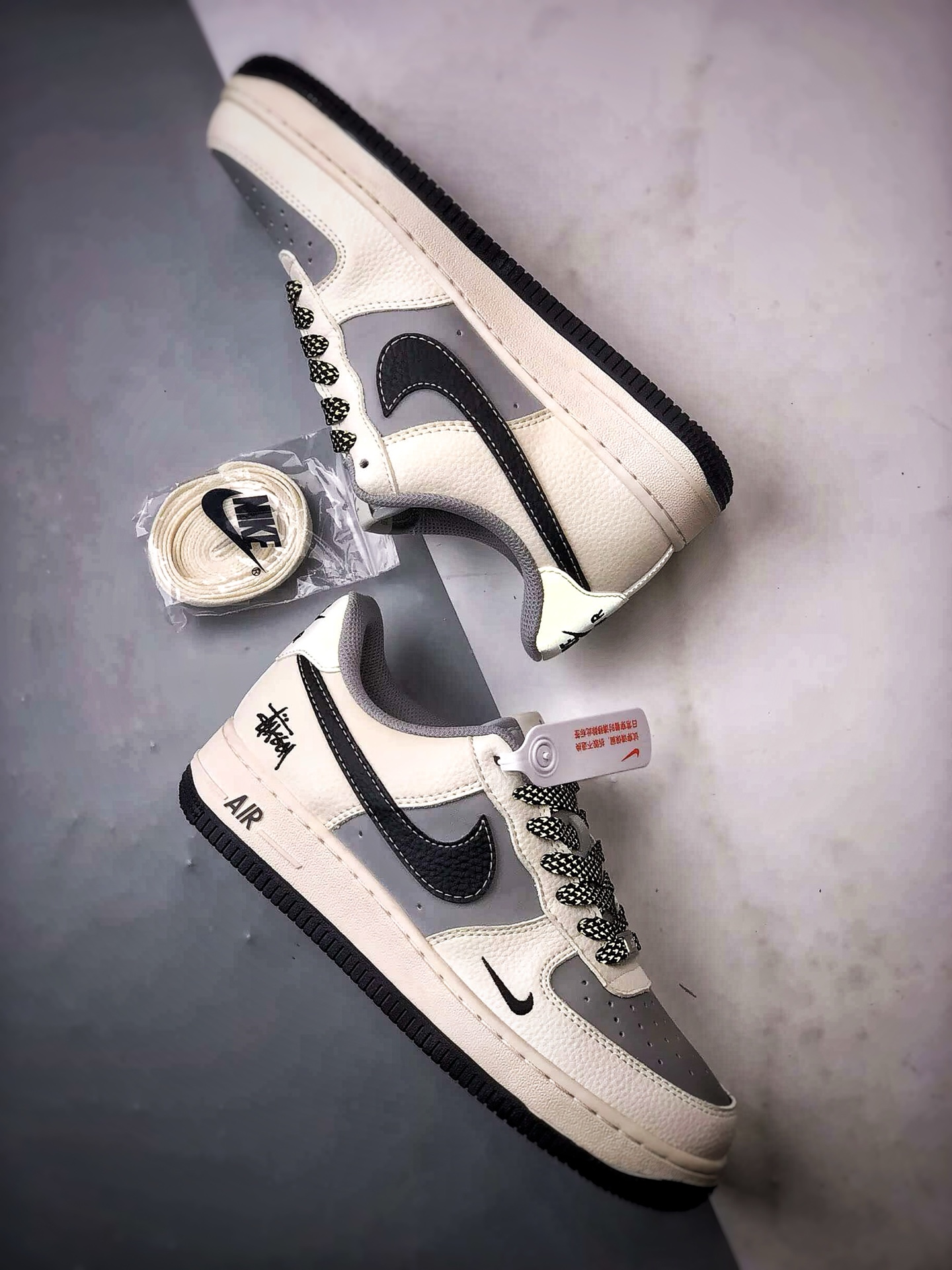 Stussy x Air Force 1 Low 米灰黑 原 JS8028-017