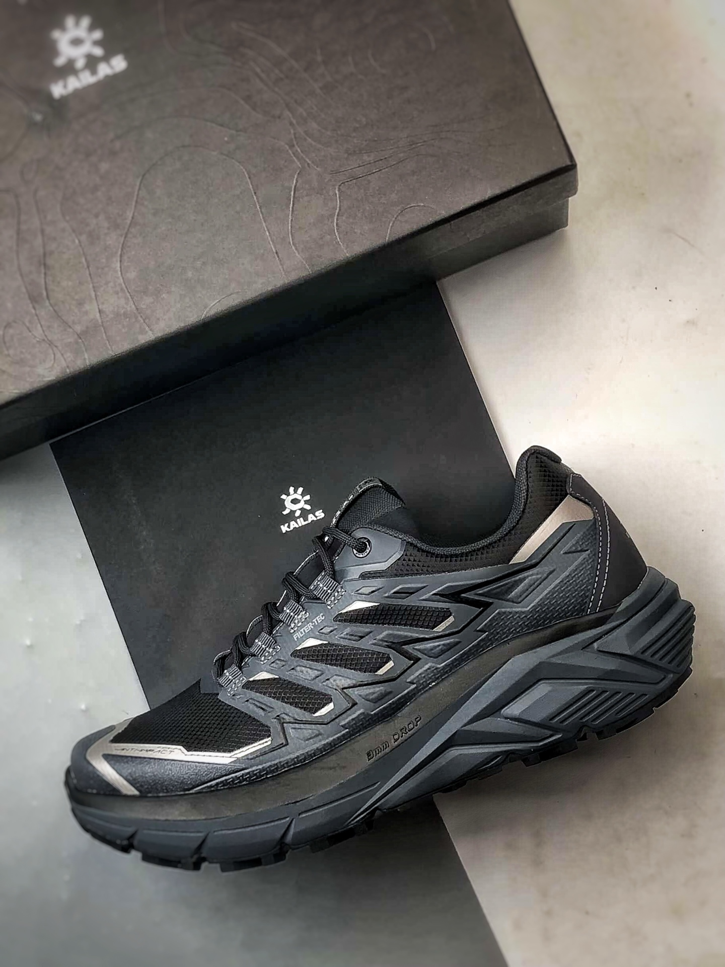 凯乐石KAIL远征 MAX FLT 黑灰 户外低帮防水跑山徒步鞋