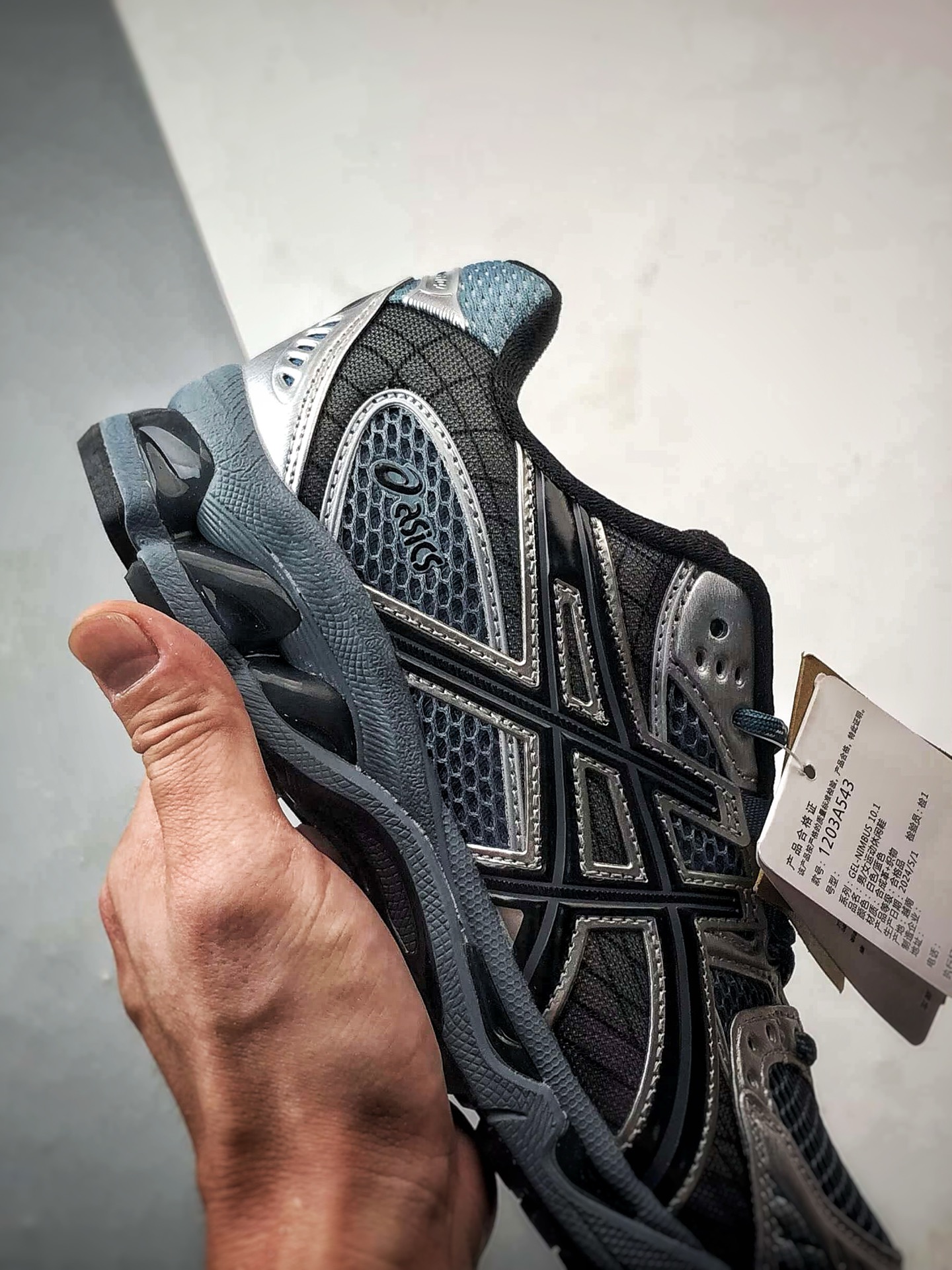 Asics Gel-Nimbus 10.1 蓝色 亚瑟士复古先锋潮流拼接休闲跑步鞋 1203A543-021