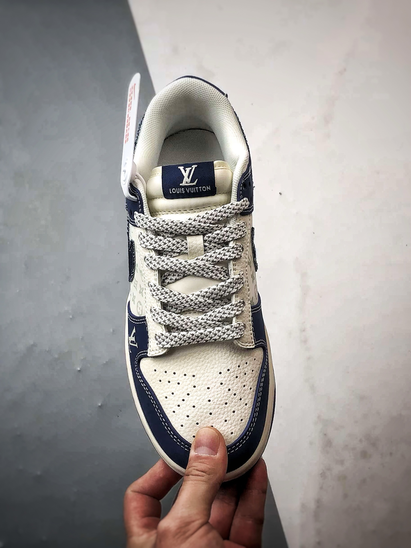 NK Dunk Low Retro ”DIY高端定制” LV印花米白蓝牛仔钩 低帮休闲运动板鞋 XS6089-631