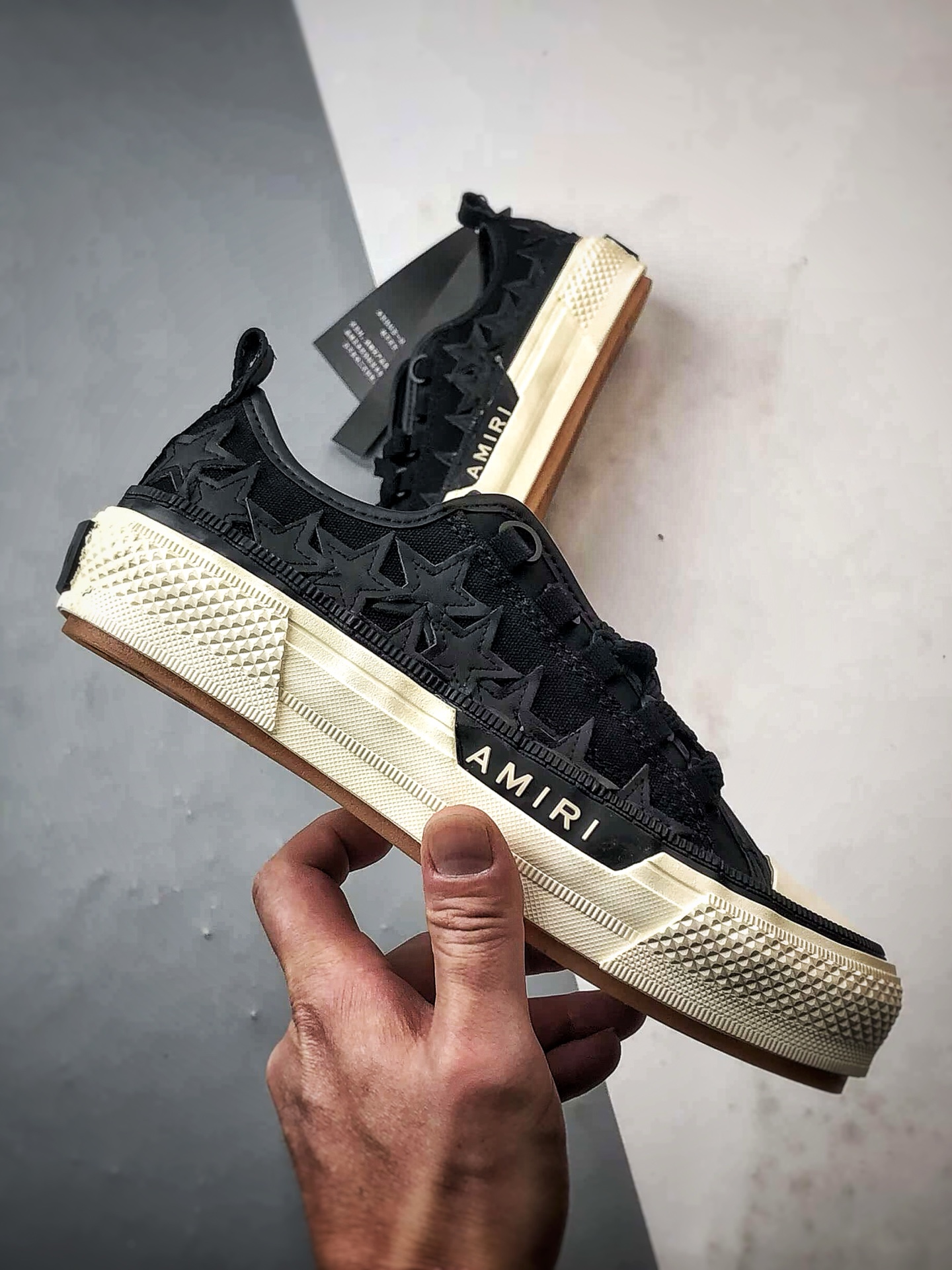 AMIRI Stars Court 黑色 埃米尔皮质星星复古休闲板鞋