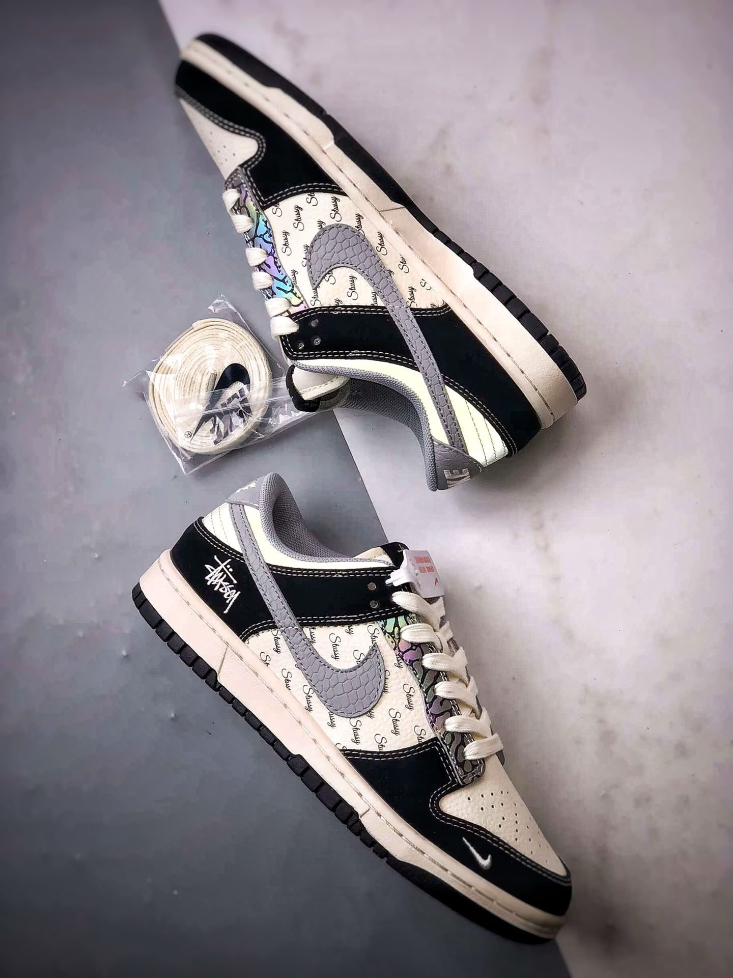 NK Dunk Low Retro ”DIY高端定制” 斯图西米黑灰 低帮休闲运动板鞋 XS6089-635