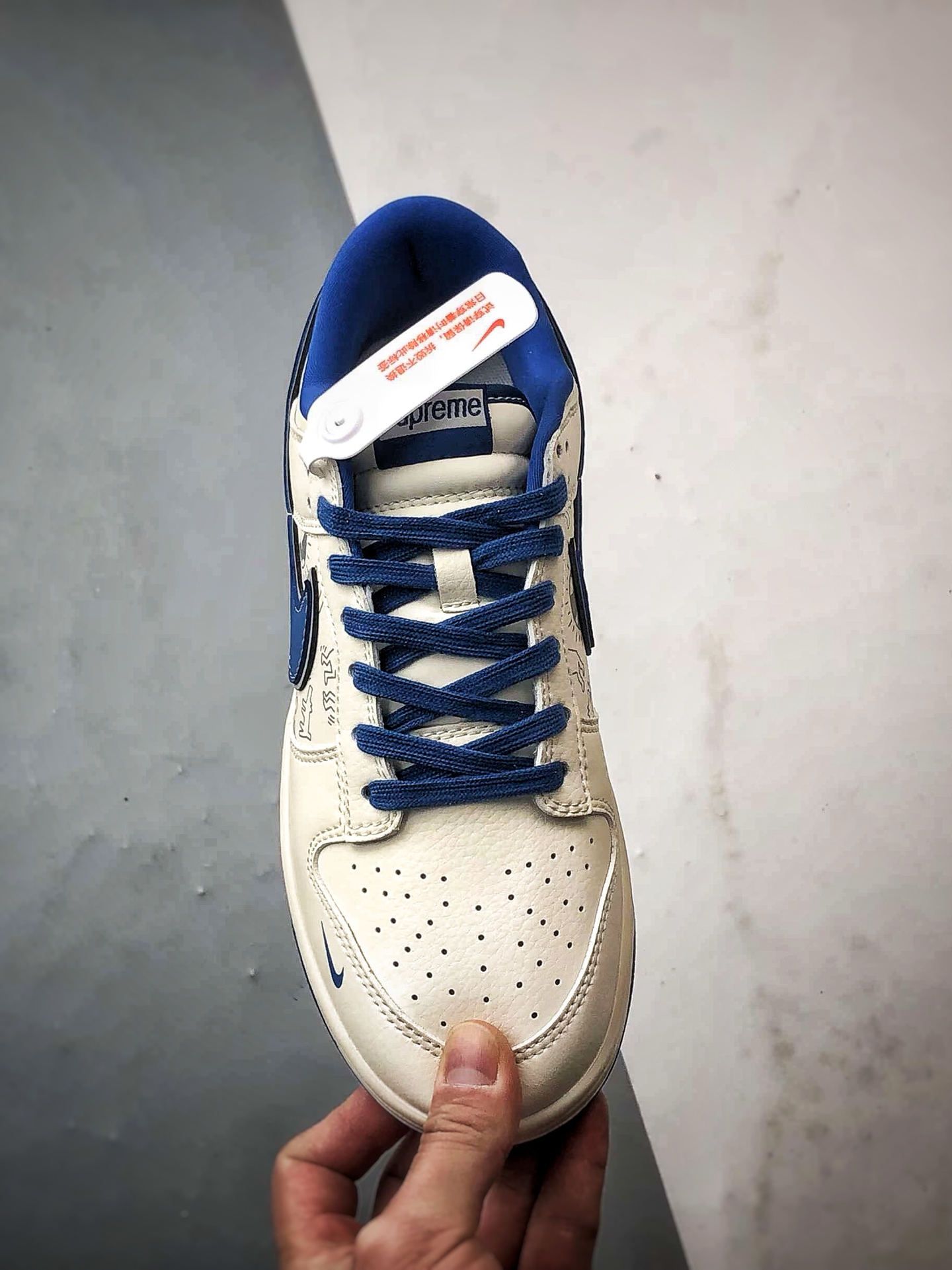 NK Dunk Low Retro ”DIY高端定制” Sup涂鸦米白蓝 低帮休闲运动板鞋 XD1588-237