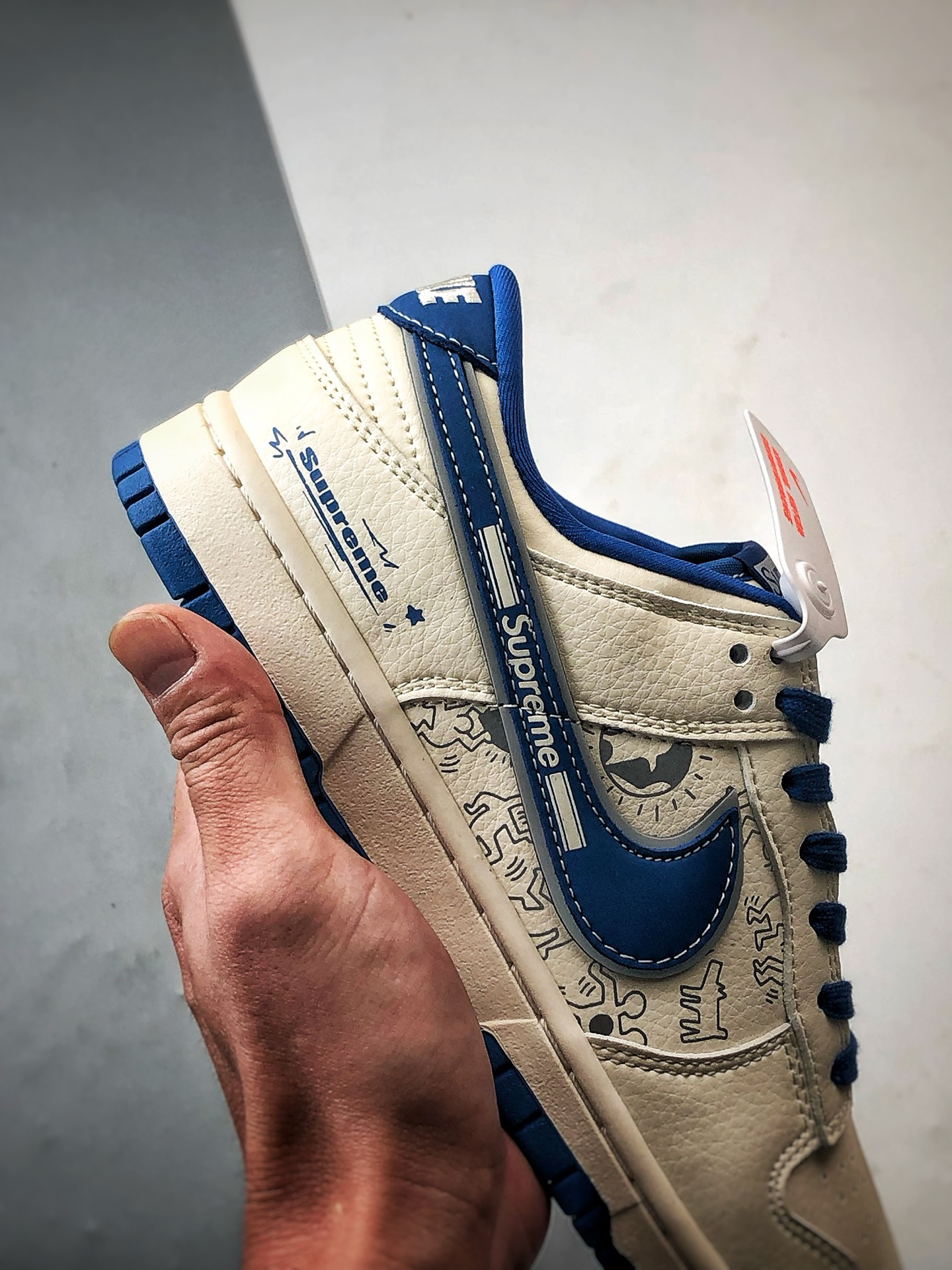 NK Dunk Low Retro ”DIY高端定制” Sup涂鸦米白蓝 低帮休闲运动板鞋 XD1588-237
