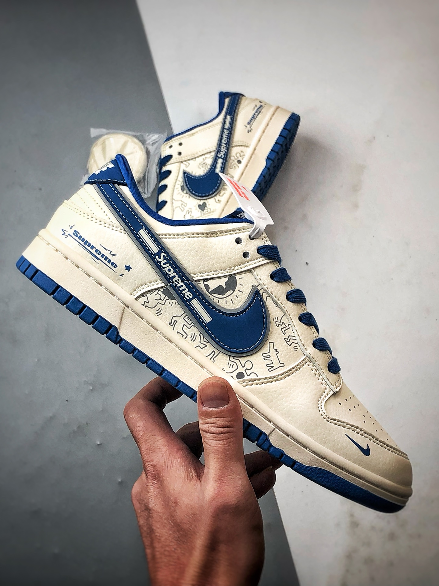 NK Dunk Low Retro ”DIY高端定制” Sup涂鸦米白蓝 低帮休闲运动板鞋 XD1588-237