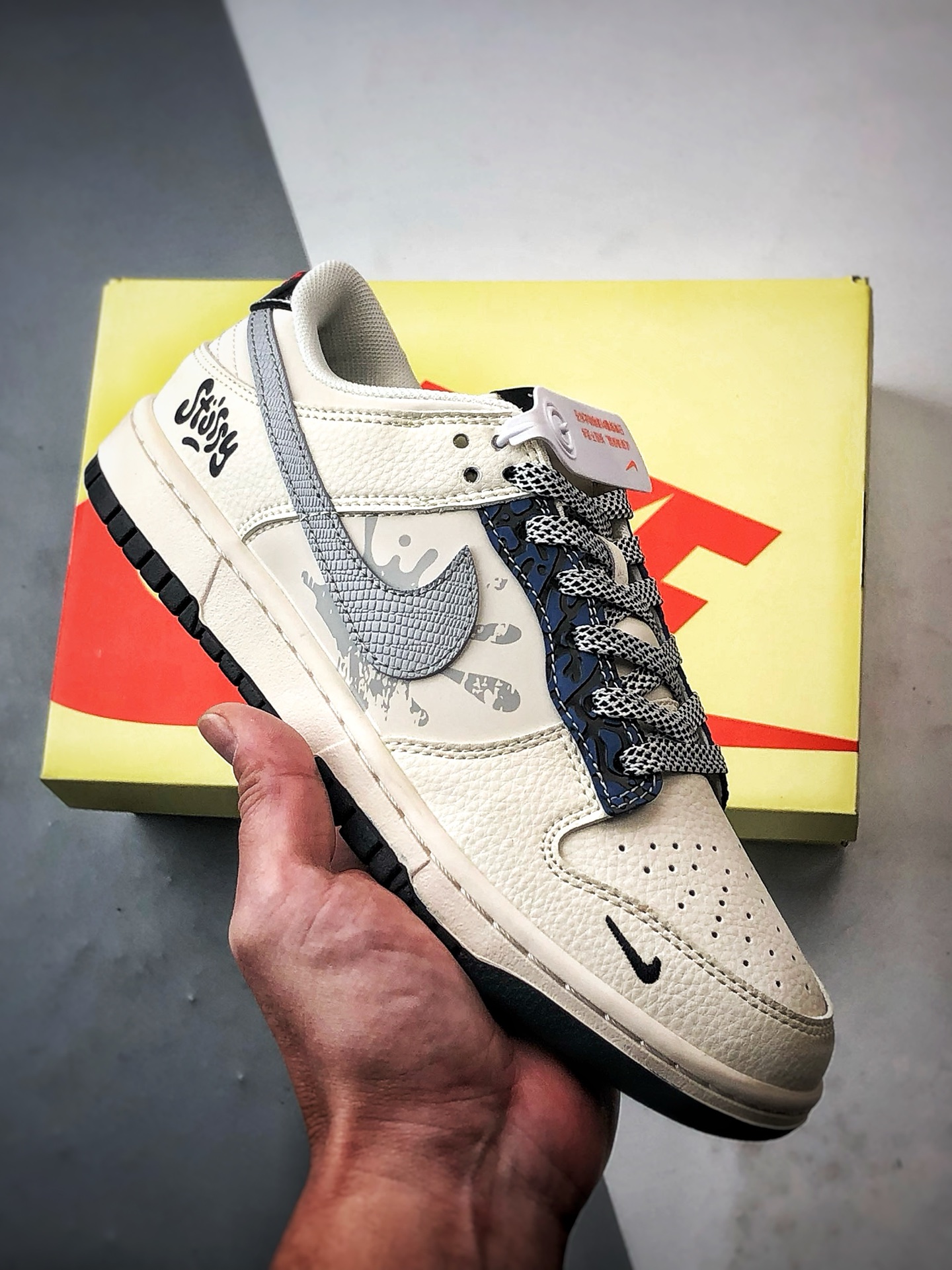 NK Dunk Low Retro ”DIY高端定制” 斯图西米黑蓝灰 低帮休闲运动板鞋 XS6089-632 NK Dunk Low Retro ”DIY高端定制” 斯图西米黑蓝灰 低帮休闲运动板鞋 XS6089-632