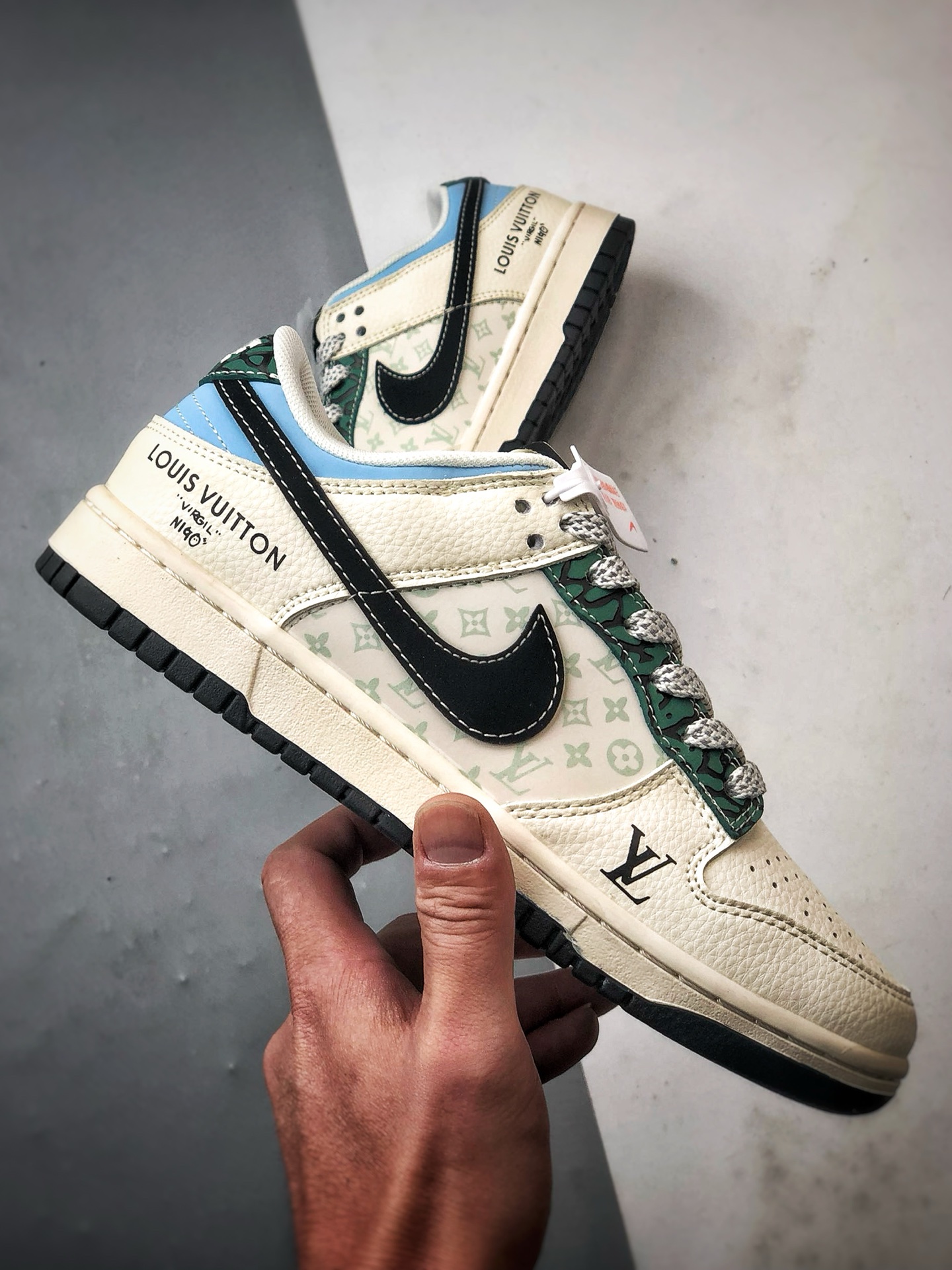 290 NK Dunk Low Retro ”DIY高端定制” LV米黑蓝绿 低帮休闲运动板鞋 XS6089-626