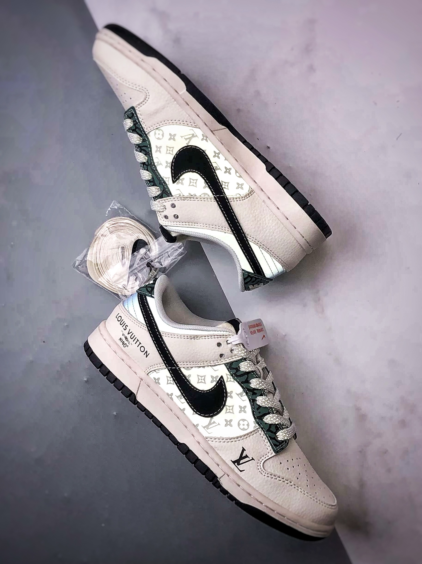 290 NK Dunk Low Retro ”DIY高端定制” LV米黑蓝绿 低帮休闲运动板鞋 XS6089-626