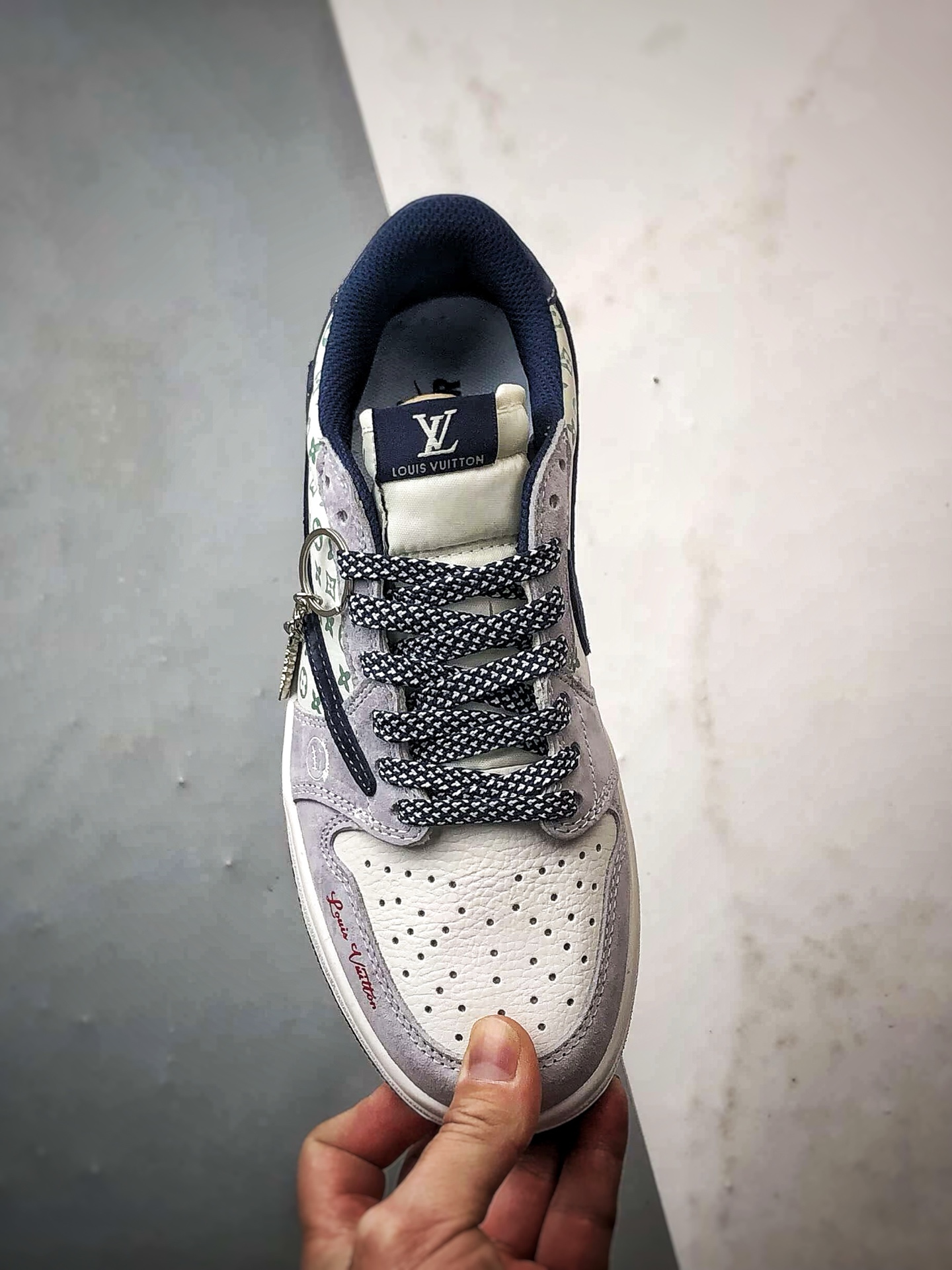 290 Air Jordan 1 Low ”高端定制” LV印花白灰蓝倒钩 DZ5899-035