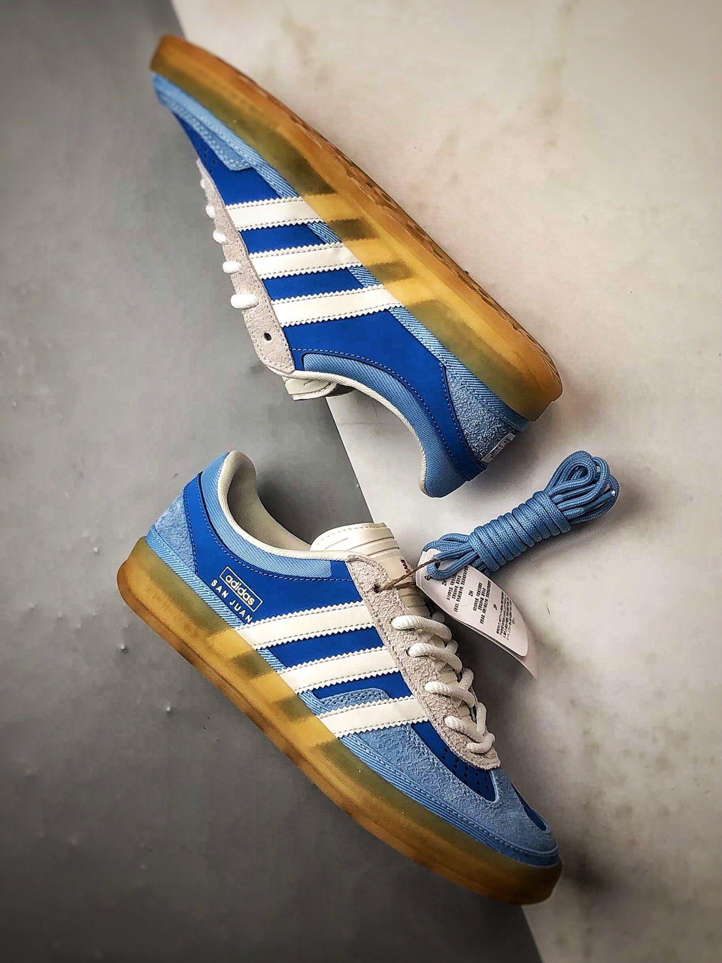 Bad Bunny x AD Originals Gazelle Indoor 蓝白灰 联名款三叶草复古休闲运动板鞋 IF9734