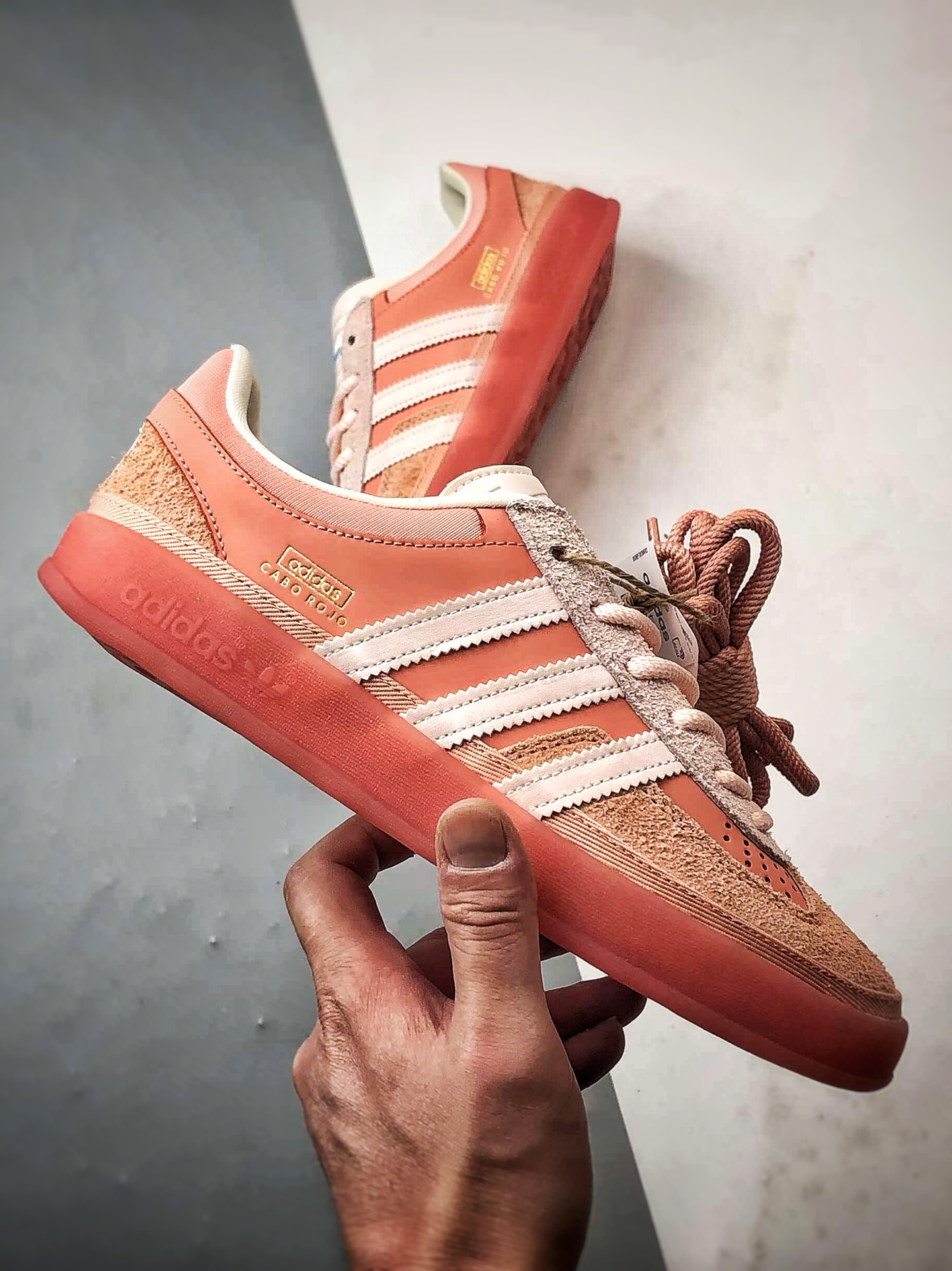 Bad Bunny x AD Originals Gazelle Indoor 红棕色 联名款三叶草复古休闲运动板鞋 JS5052