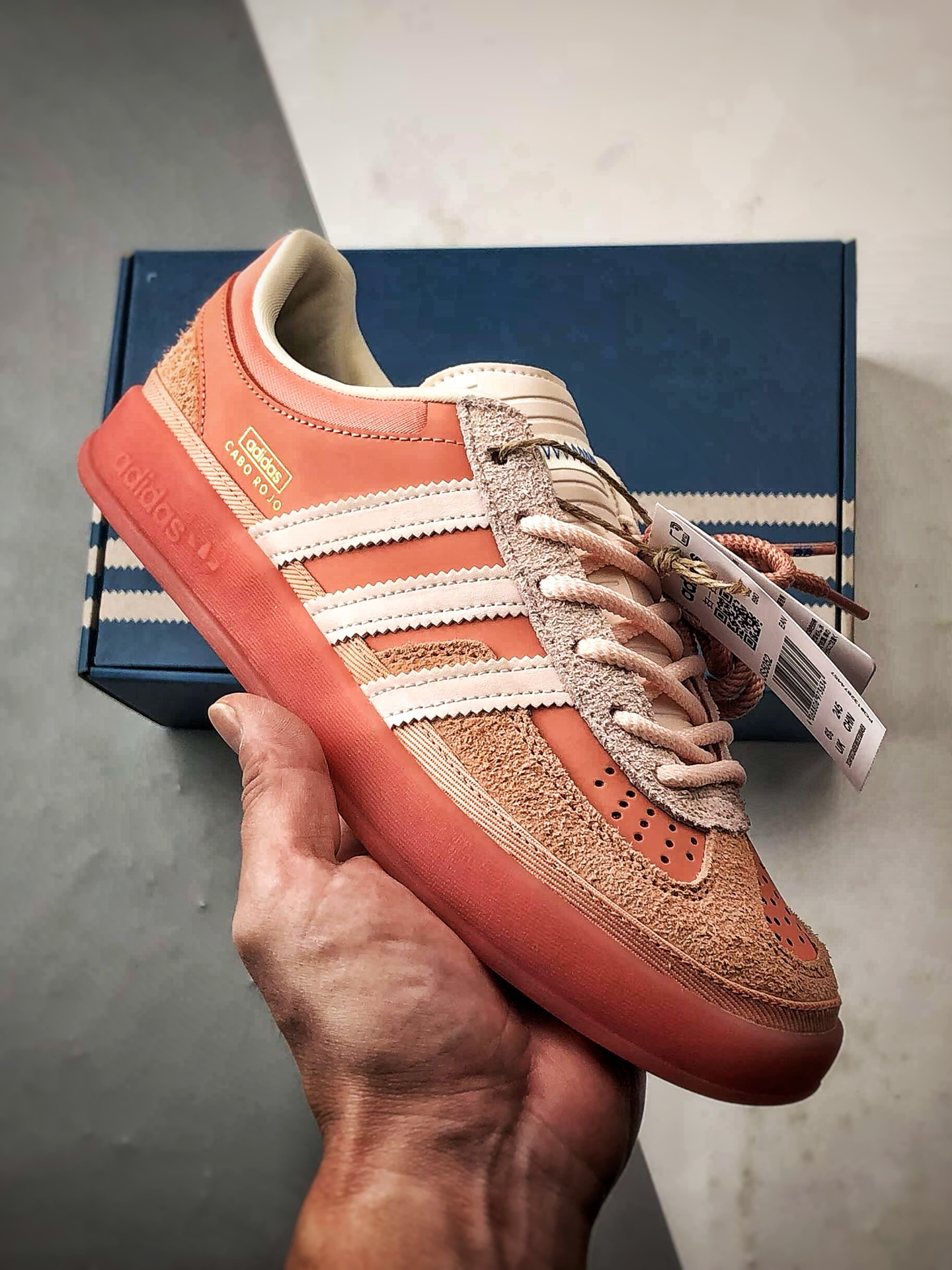 Bad Bunny x AD Originals Gazelle Indoor 红棕色 联名款三叶草复古休闲运动板鞋 JS5052