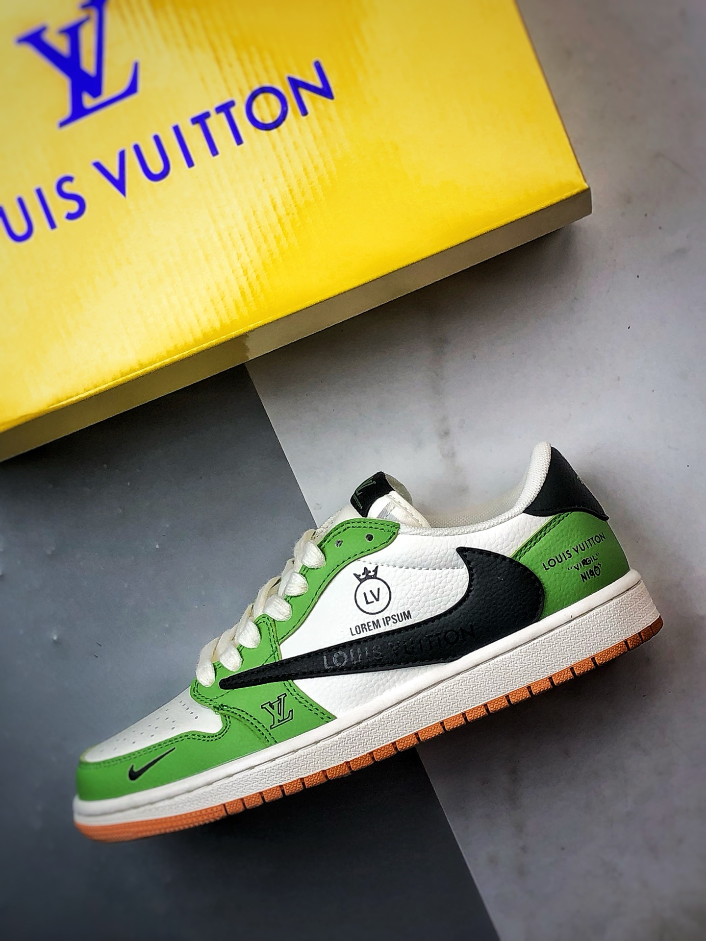 Air Jordan 1 Low ”高端定制” LV白绿黑倒钩 DZ2688-002