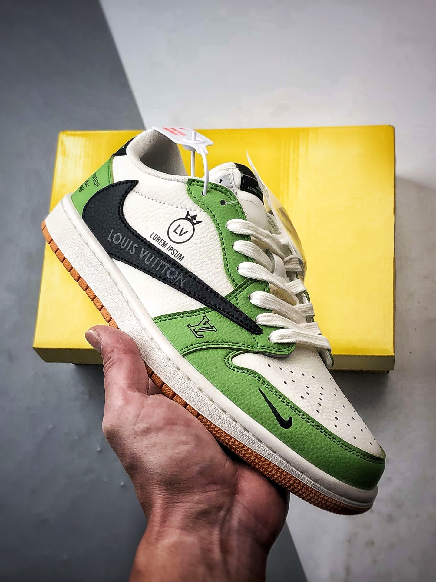 Air Jordan 1 Low ”高端定制” LV白绿黑倒钩 DZ2688-002