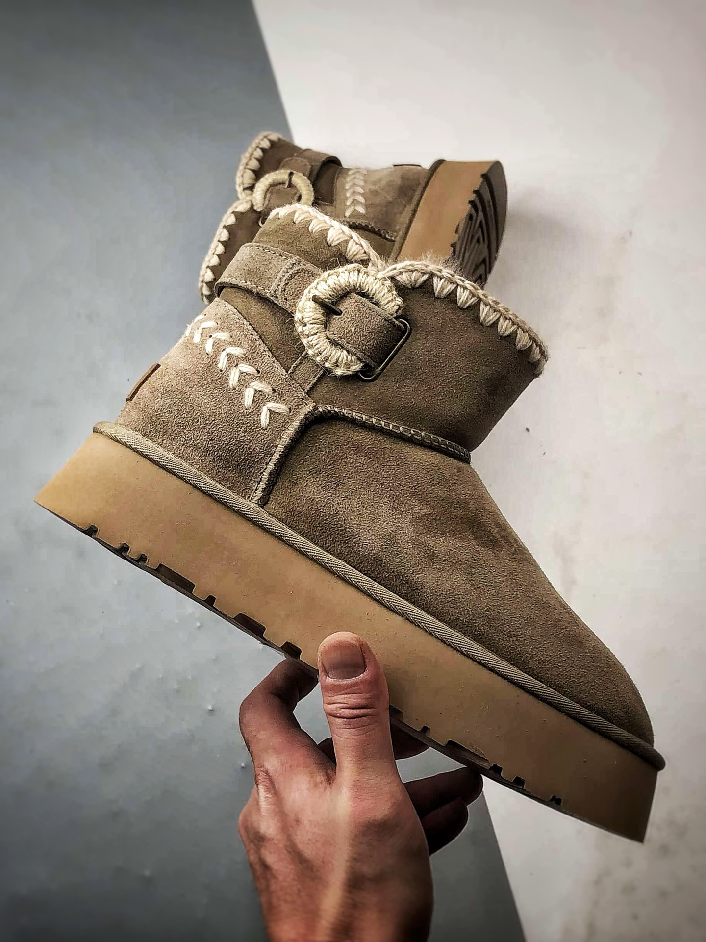 UGG Braided Wood 羚羊棕 新款厚底侧边编织扣雪地靴 1150817-ALP