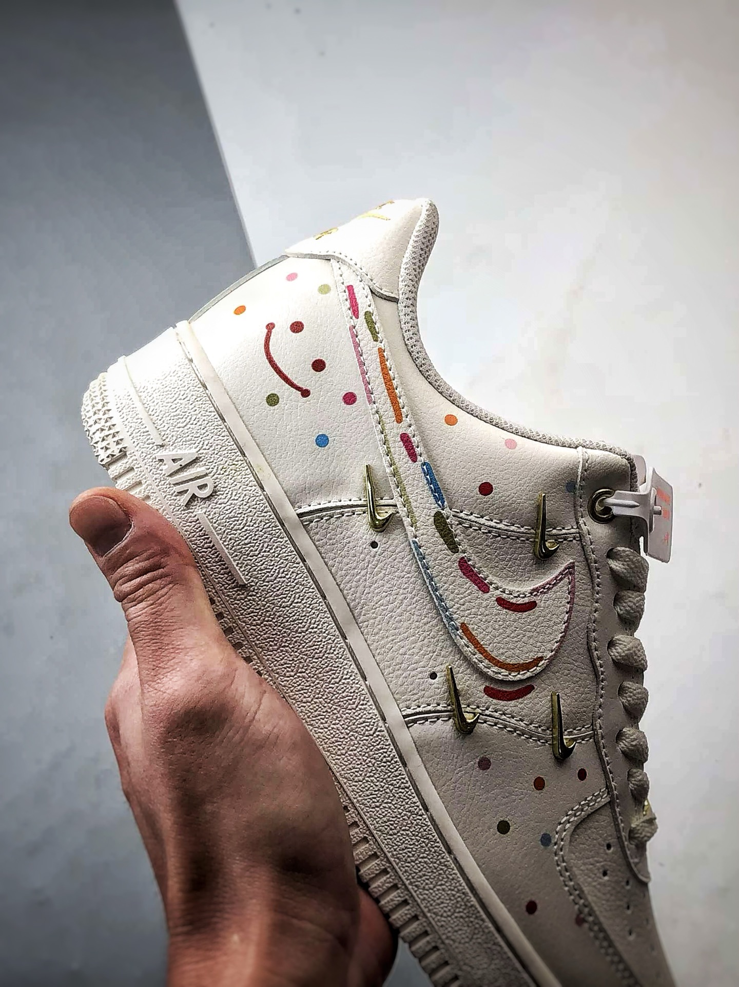 定制球鞋Air Force 1 Low 波点笑脸 米金四小钩 经典休闲运动板鞋 ZH0316-151