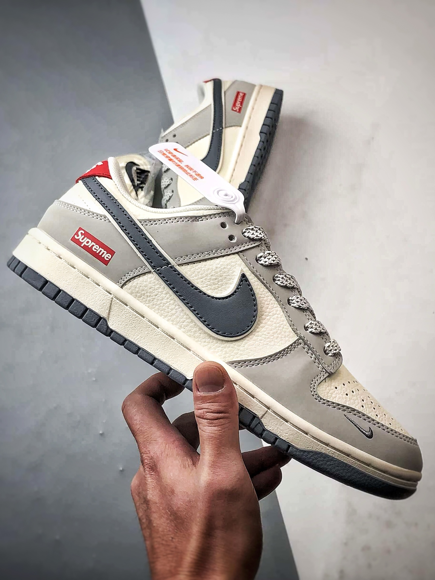 NK Dunk Low Retro ”DIY高端定制” Sup米白灰红尾 低帮休闲运动板鞋 JP1648-029