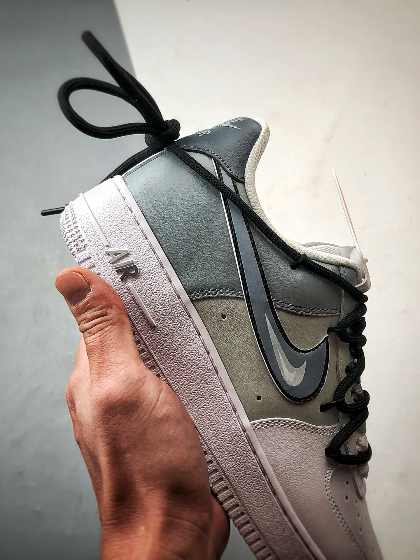 280 定制球鞋Air Force 1 Low 三钩渐变 灰白解构 经典休闲运动板鞋 CW2288-111