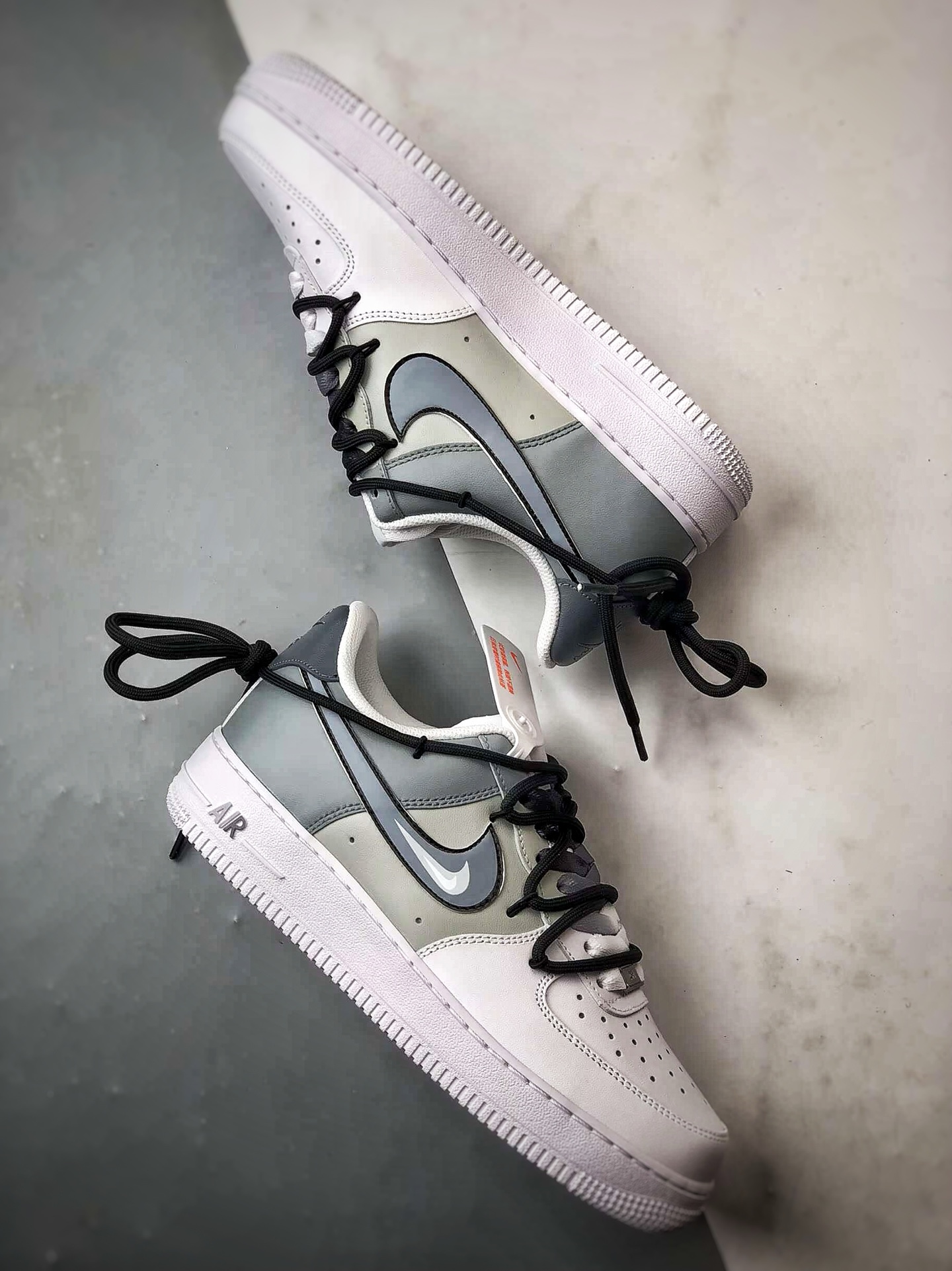 280 定制球鞋Air Force 1 Low 三钩渐变 灰白解构 经典休闲运动板鞋 CW2288-111