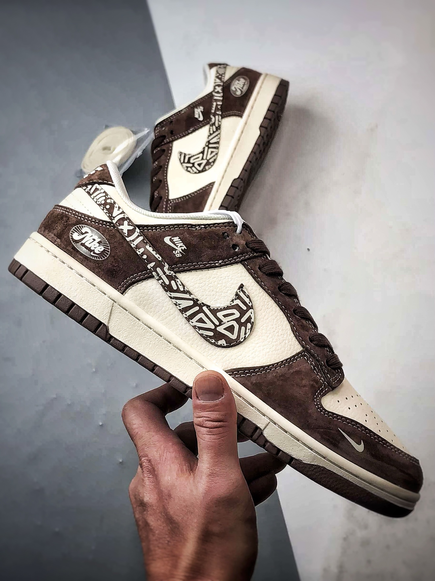 NK Dunk Low Retro ”DIY高端定制” 猪八米白棕印花钩 低帮休闲运动板鞋 XD1588-240