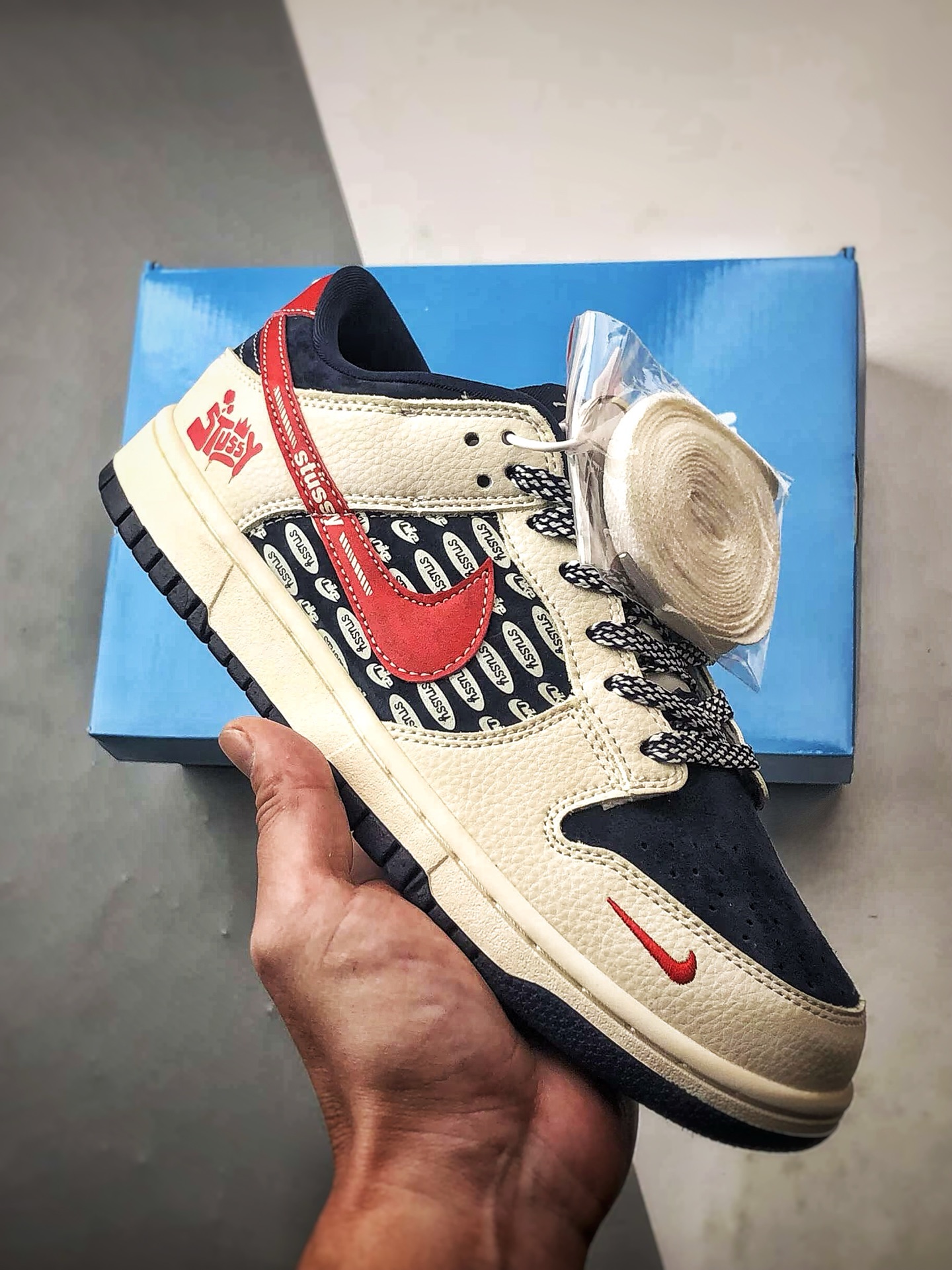 NK Dunk Low Retro ”DIY高端定制” 斯图西印花米蓝红 低帮休闲运动板鞋 DD1988-008