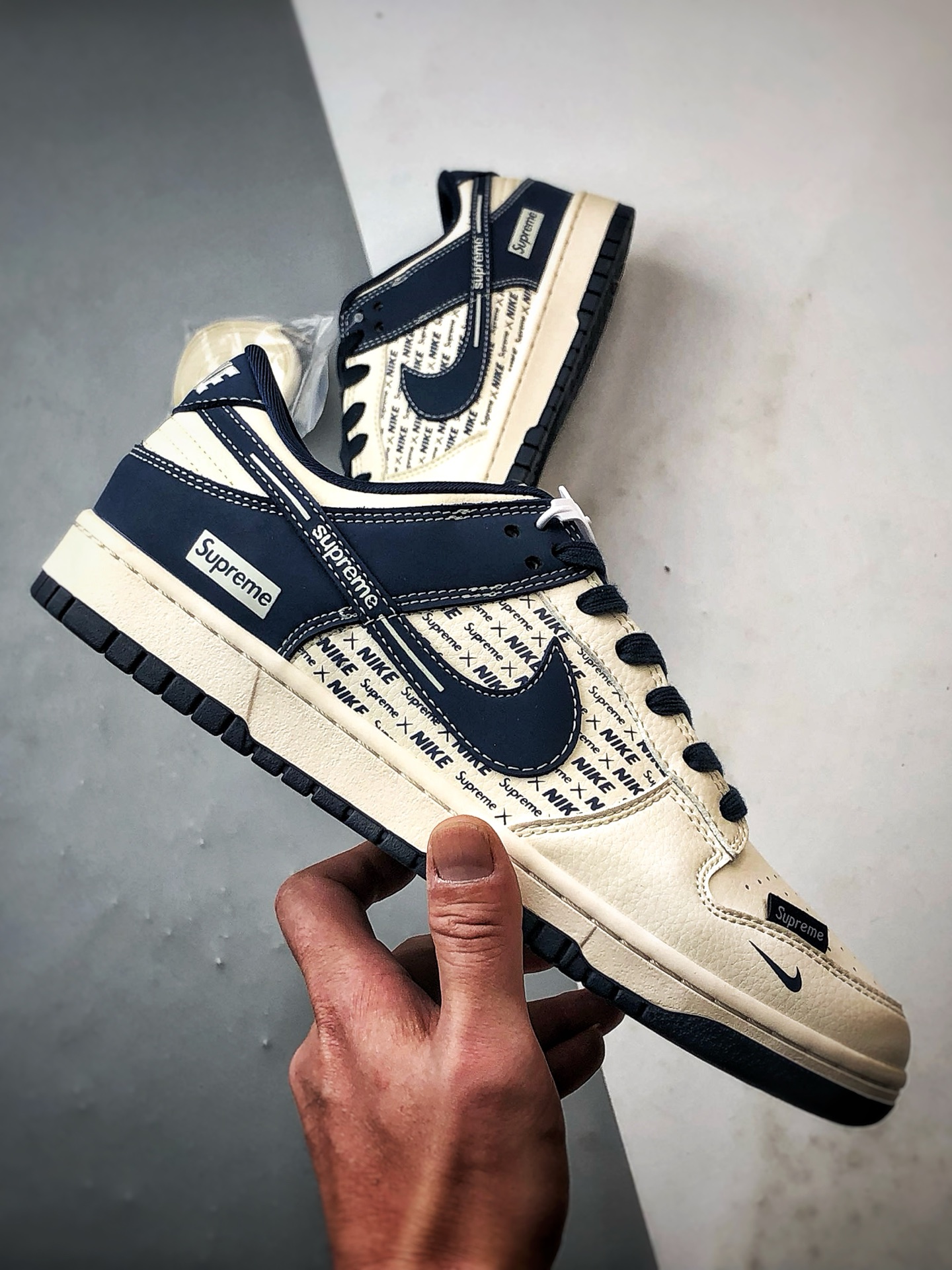 NK Dunk Low Retro ”DIY高端定制” Sup印字米白蓝 低帮休闲运动板鞋 XD1588-238