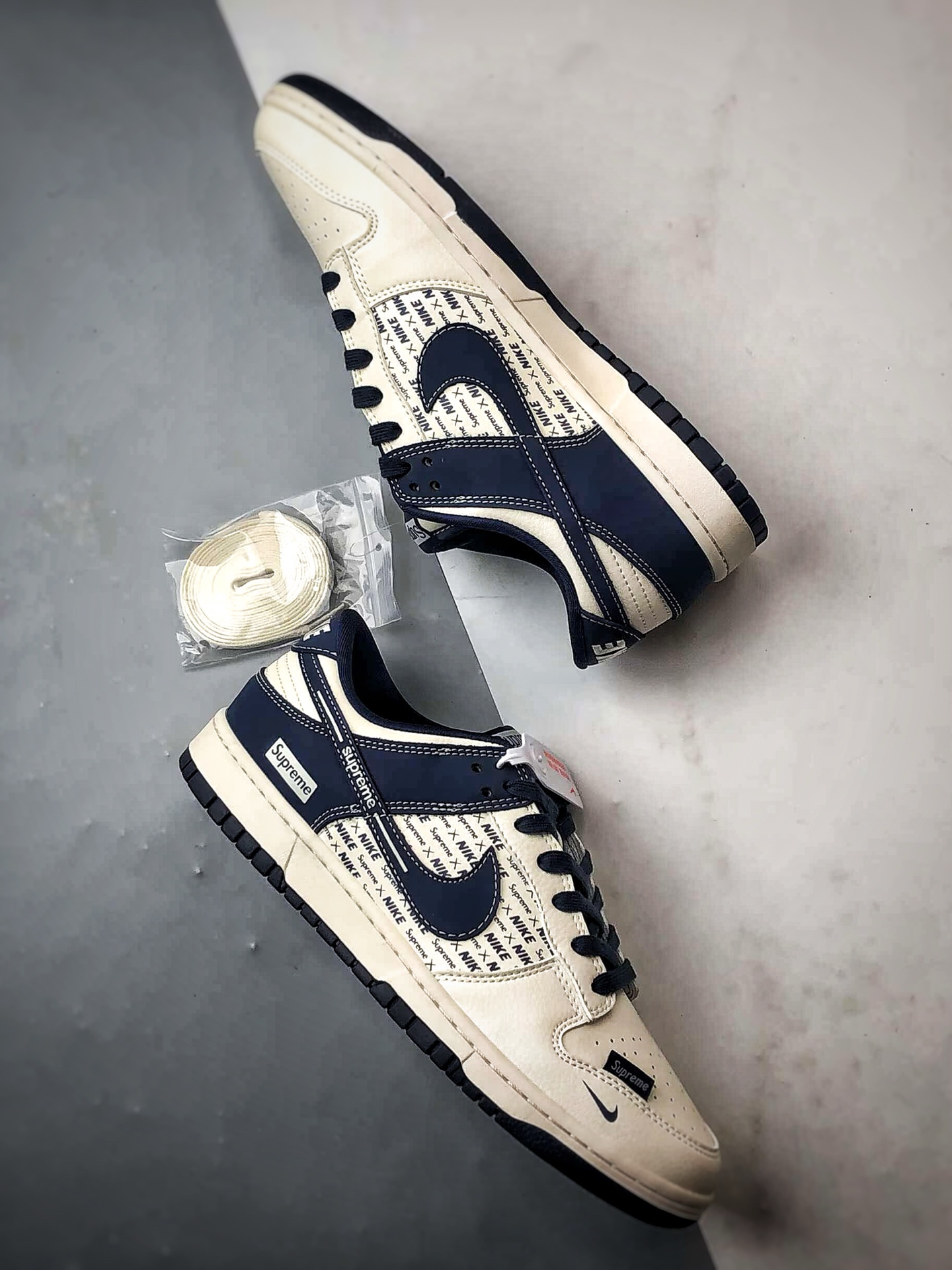 NK Dunk Low Retro ”DIY高端定制” Sup印字米白蓝 低帮休闲运动板鞋 XD1588-238
