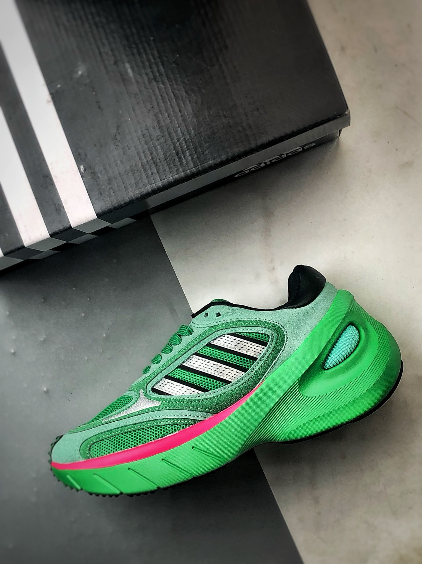 210 AD Adizero Goukana 绿色 复古潮流厚底老爹风运动跑鞋 JP7200