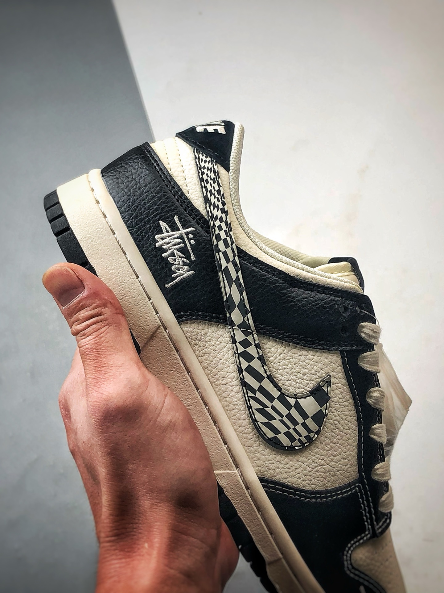 290 NK Dunk Low Retro ”DIY高端定制” 斯图西黑白棋格钩 低帮休闲运动板鞋 QW5836-029