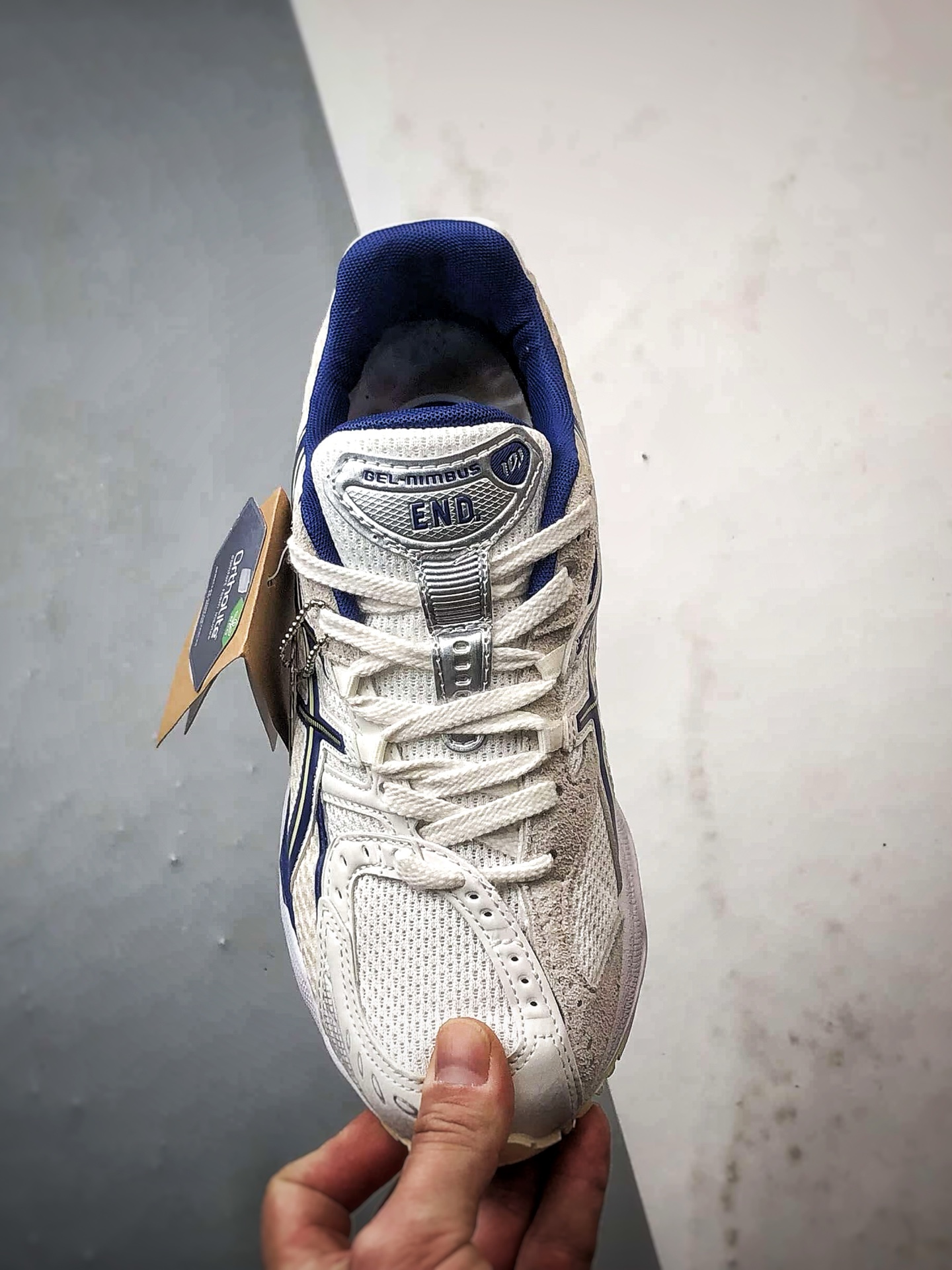 220 END. x Asics Gel-Nimbus 10.1 白蓝色 亚瑟士复古先锋潮流拼接休闲跑步鞋 1203A875-250