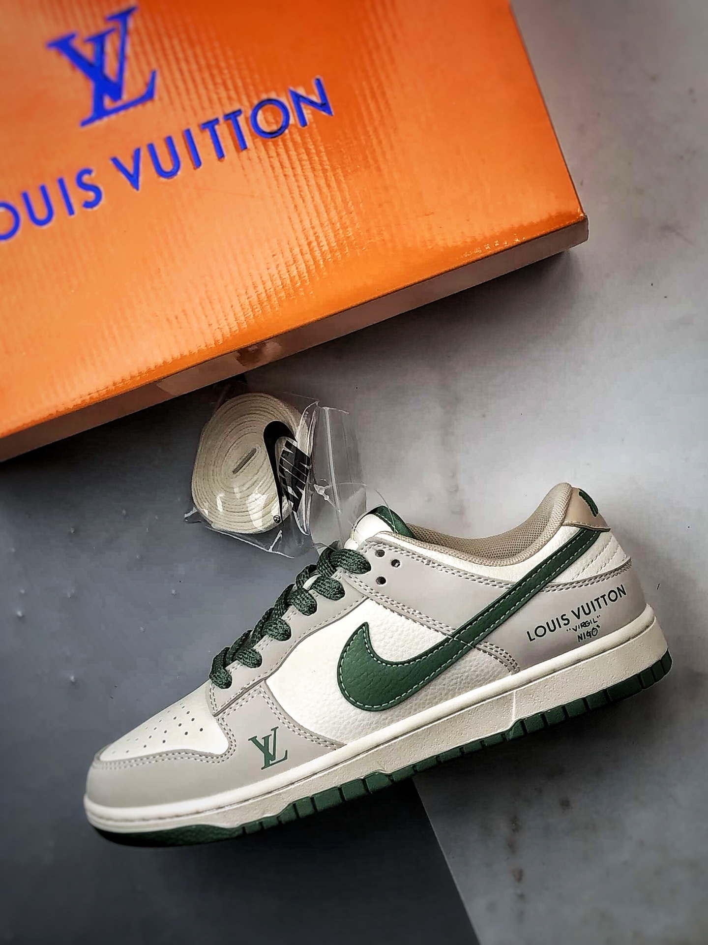 290 NK Dunk Low Retro ”DIY高端定制” LV米灰绿 低帮休闲运动板鞋 JP1648-001