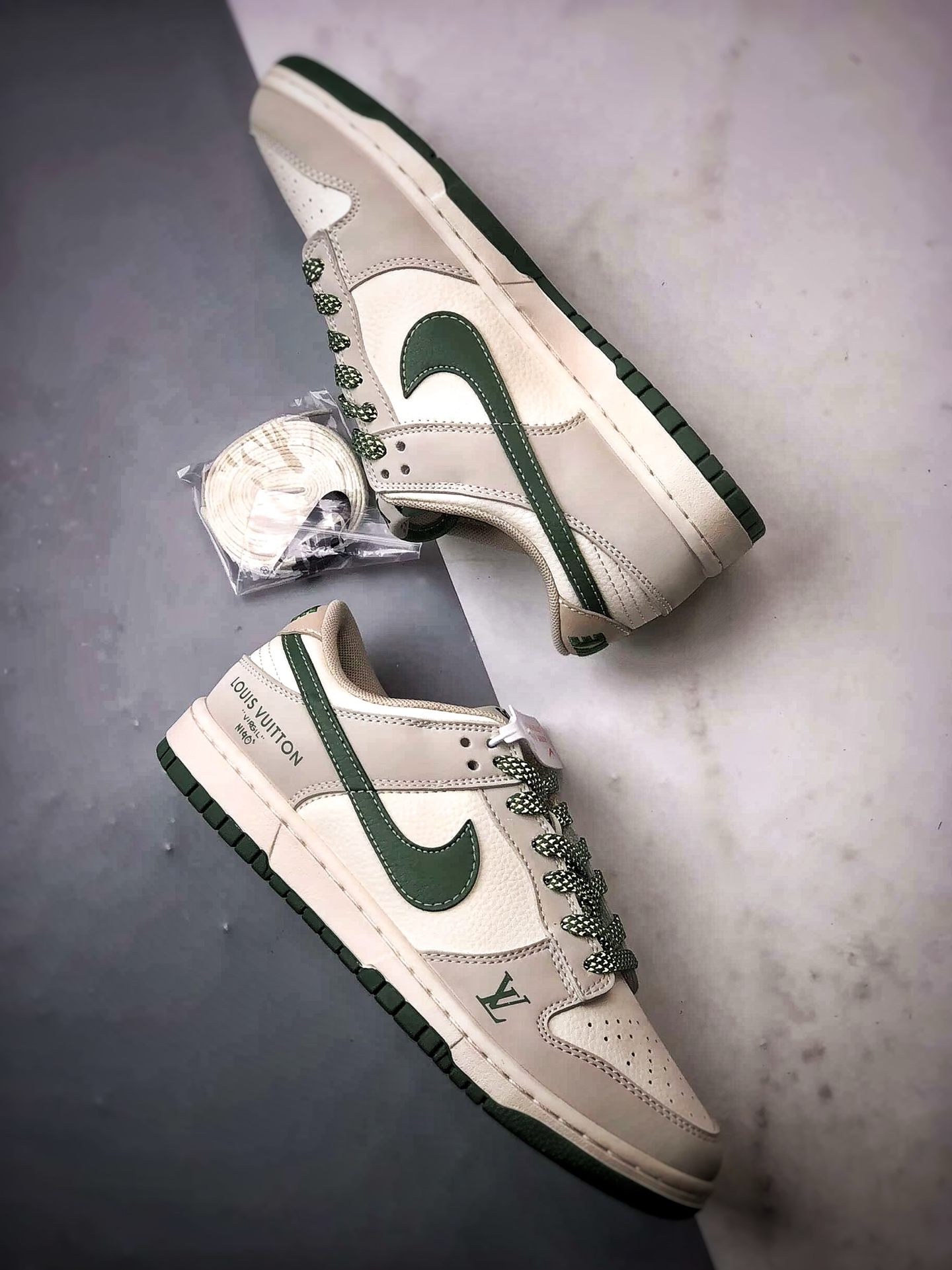 290 NK Dunk Low Retro ”DIY高端定制” LV米灰绿 低帮休闲运动板鞋 JP1648-001