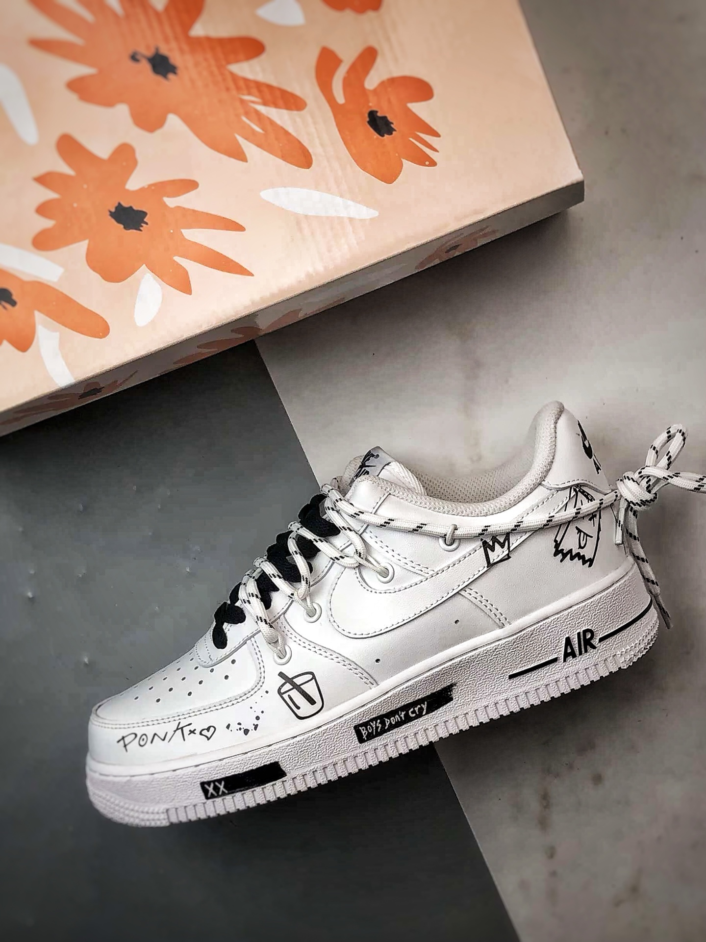 280 定制球鞋 Air Force 1 Low 简涂怪趣 白黑涂鸦解构 经典休闲运动板鞋 CZ8699-578