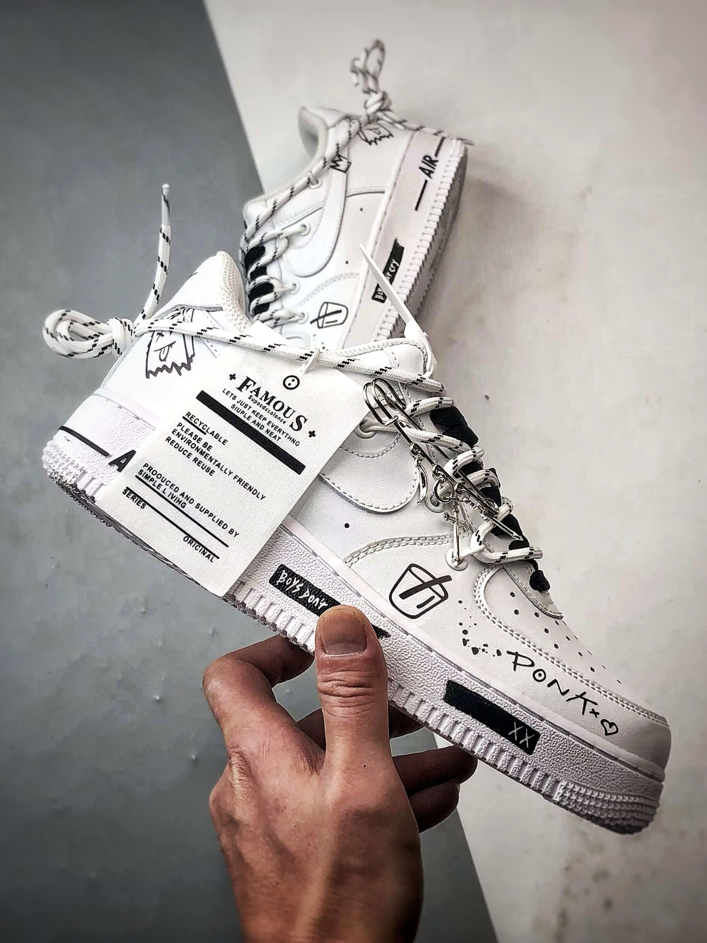 280 定制球鞋 Air Force 1 Low 简涂怪趣 白黑涂鸦解构 经典休闲运动板鞋 CZ8699-578