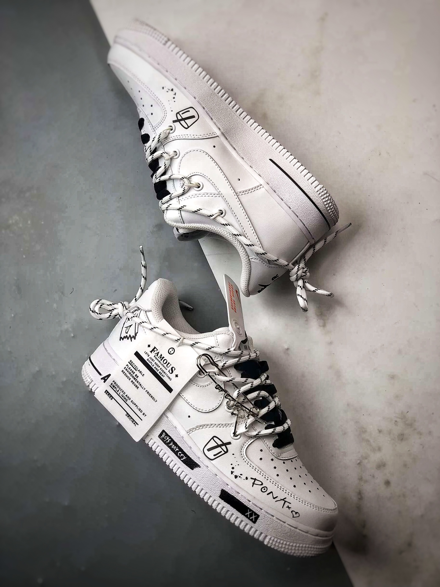 280 定制球鞋 Air Force 1 Low 简涂怪趣 白黑涂鸦解构 经典休闲运动板鞋 CZ8699-578