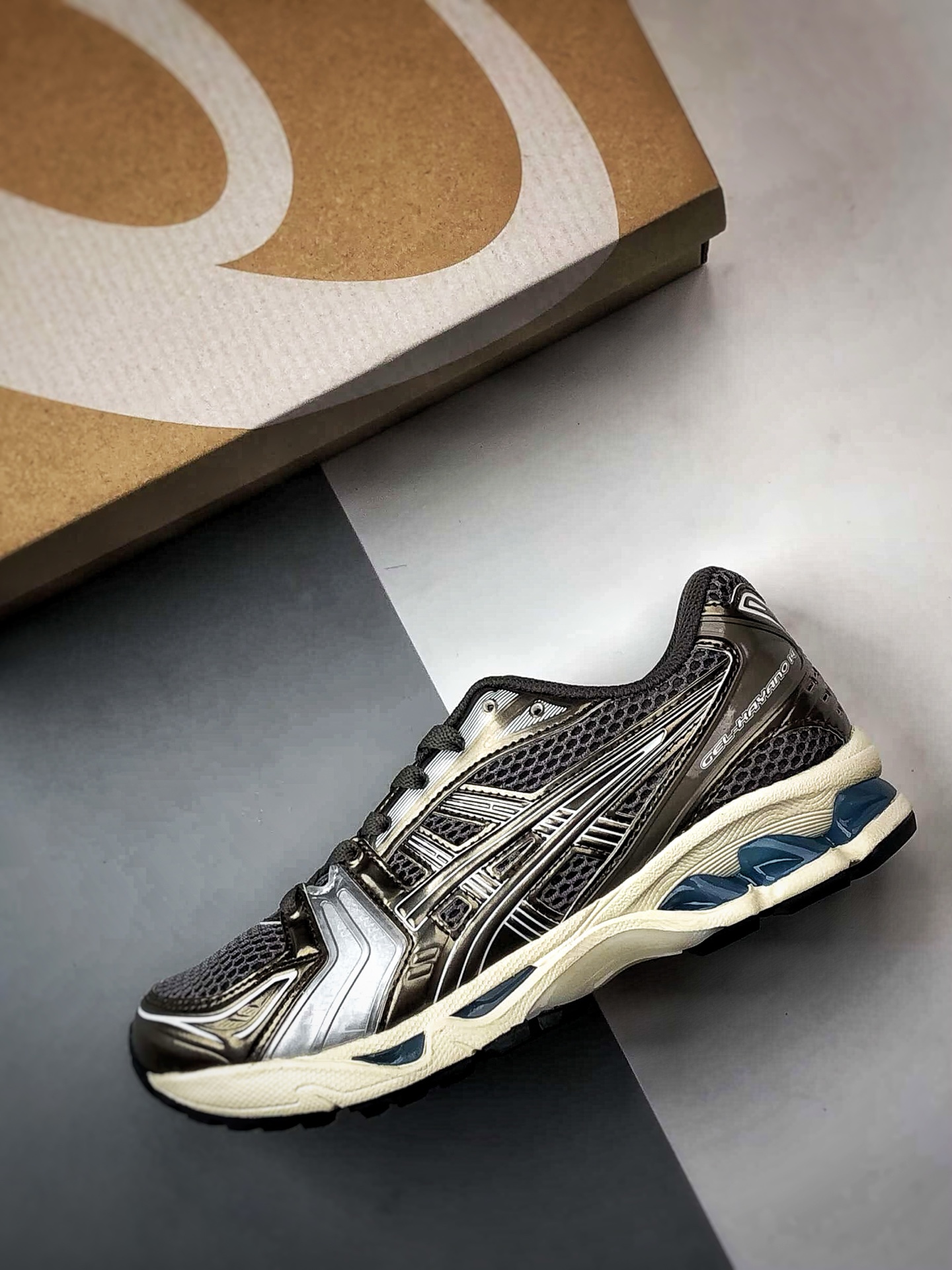 190 KITH x Asics Gel-Kayano 14 暗金黑 亚瑟士14代气垫百搭休闲运动慢跑鞋 1203A993-020