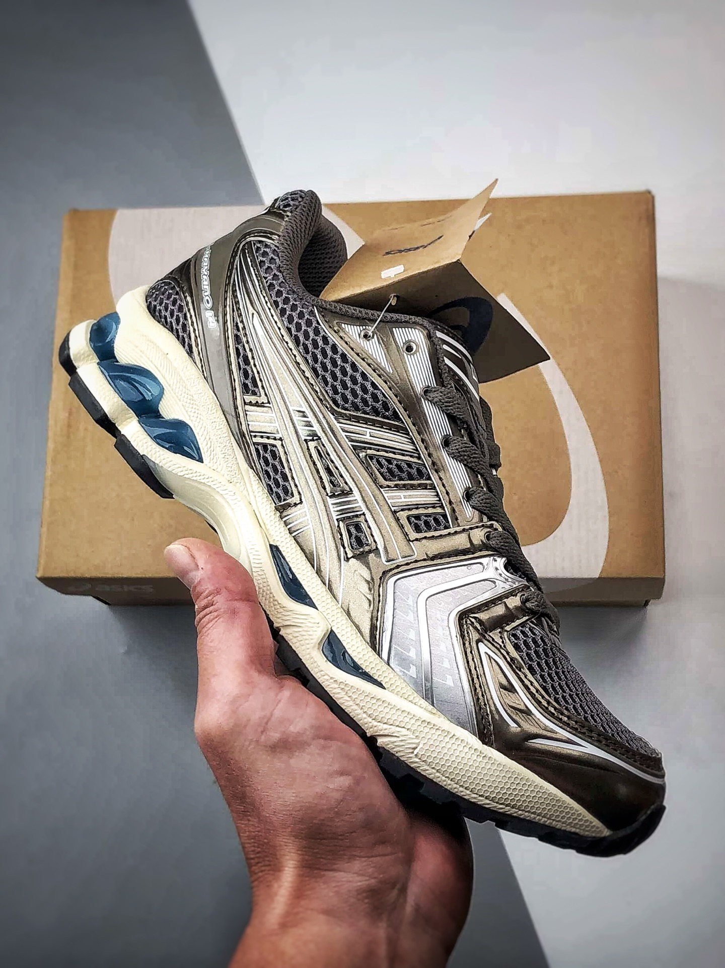 190 KITH x Asics Gel-Kayano 14 暗金黑 亚瑟士14代气垫百搭休闲运动慢跑鞋 1203A993-020