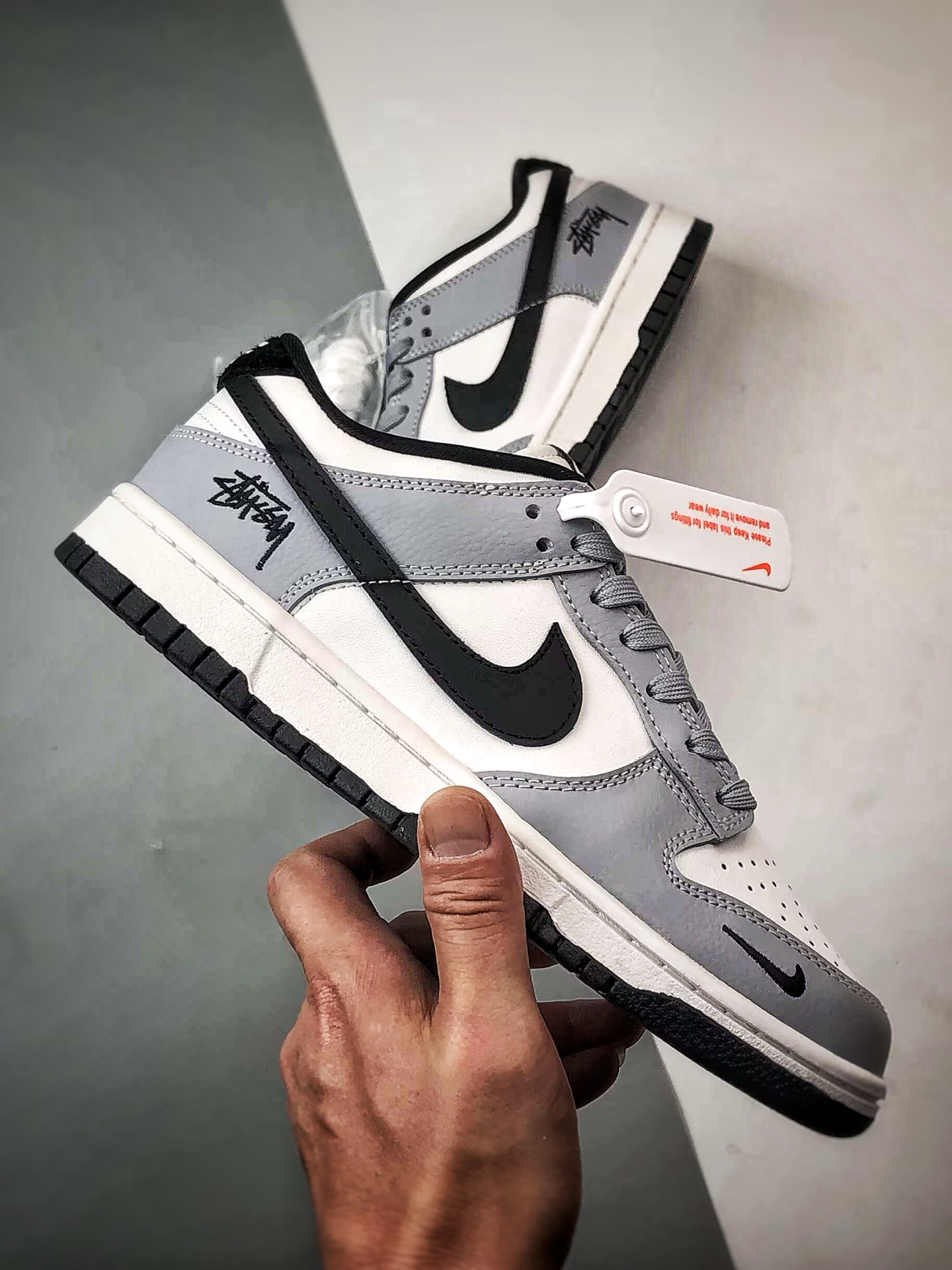 270 NK Dunk Low Retro ”DIY高端定制” 斯图西灰白黑 低帮休闲运动板鞋 TX1688-023