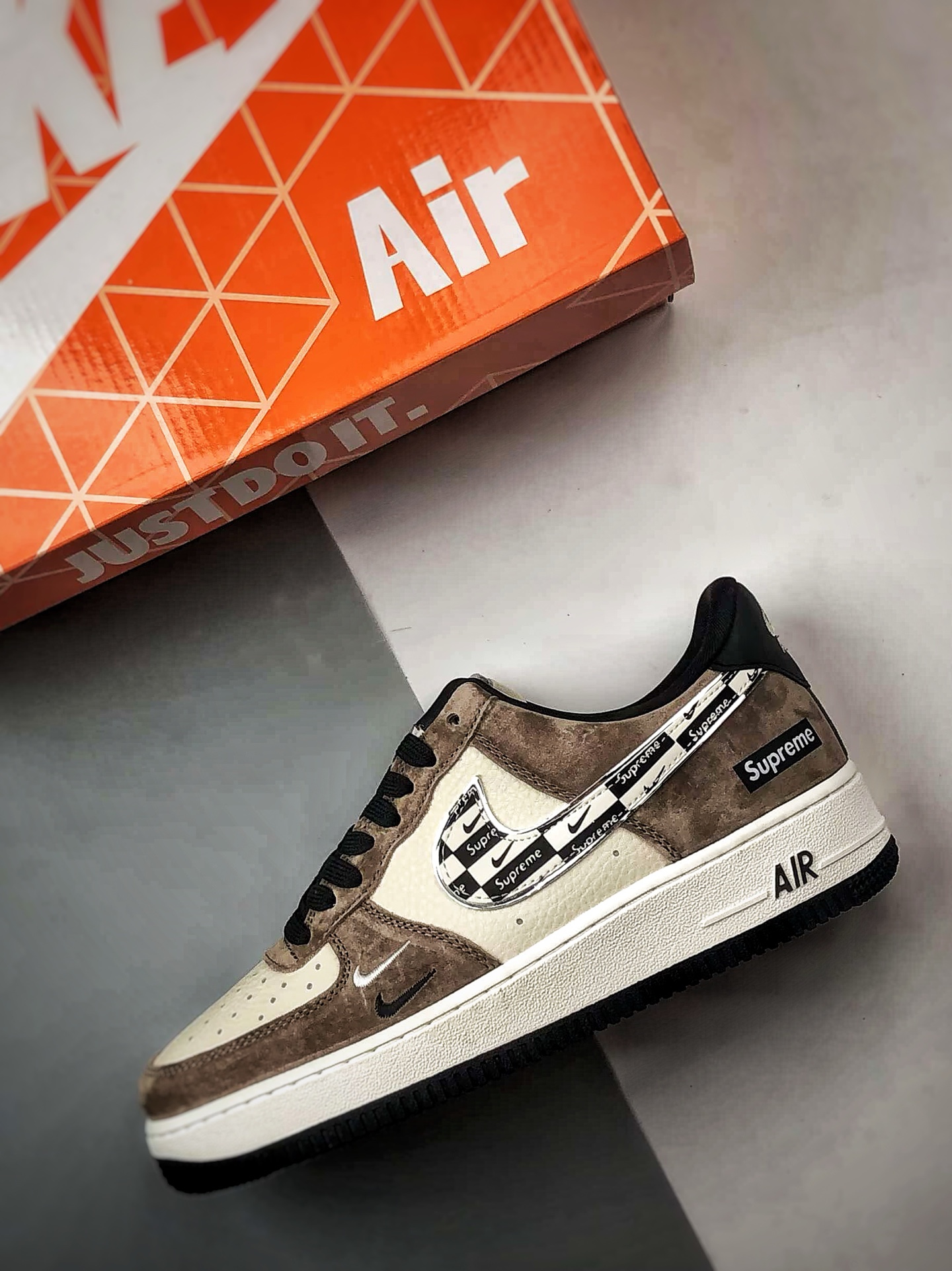 Sup x Air Force 1 Low 白棕黑反光钩 WY0655-101 Sup x Air Force 1 Low 白棕黑反光钩 WY0655-101