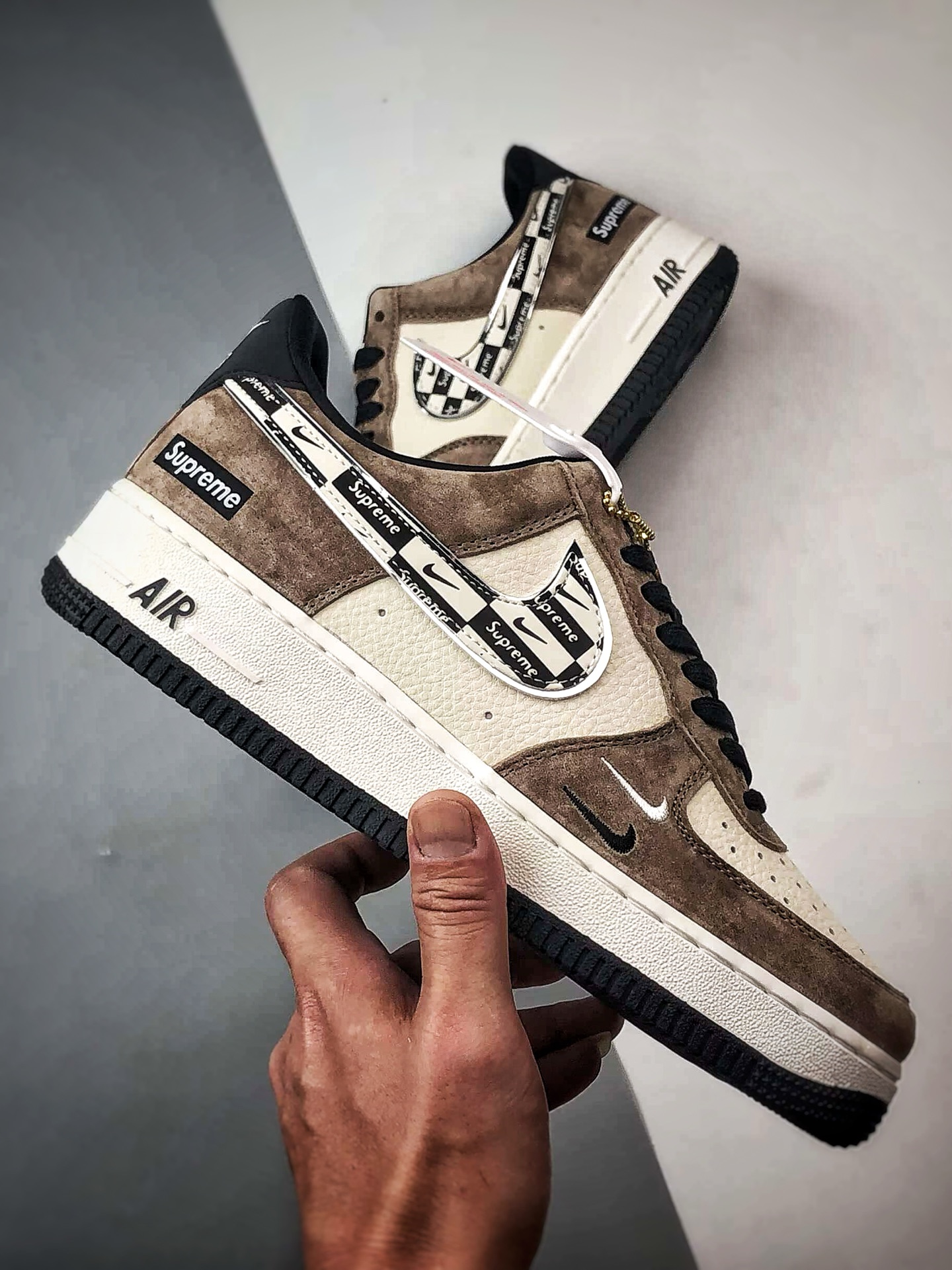 Sup x Air Force 1 Low 白棕黑反光钩 WY0655-101 Sup x Air Force 1 Low 白棕黑反光钩 WY0655-101