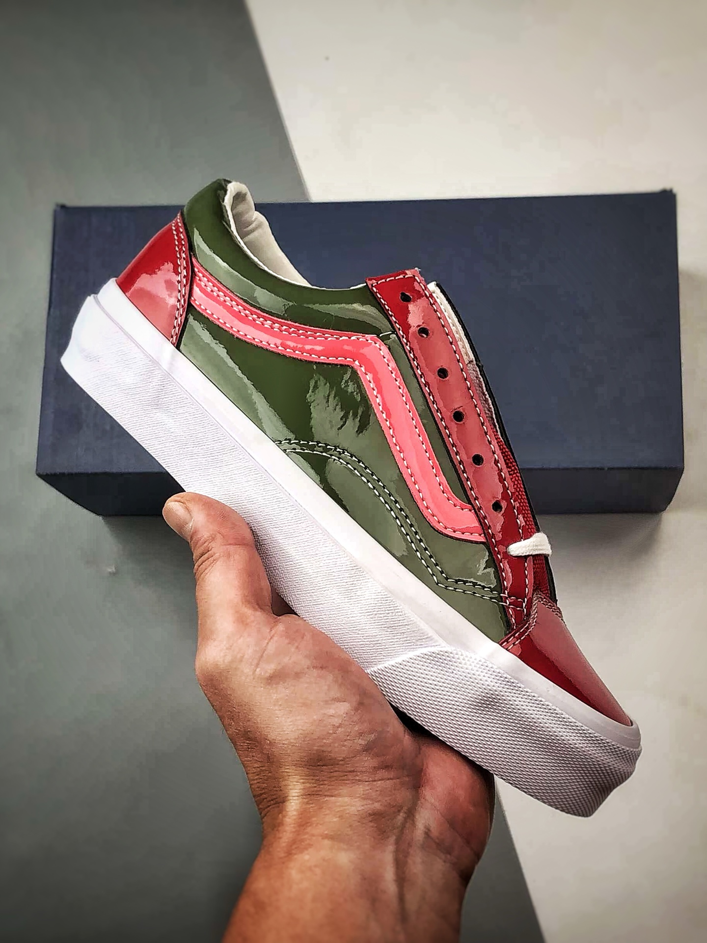 Vans Premium Old Skool 36 漆皮红绿 万斯 环保经典简约休闲板鞋