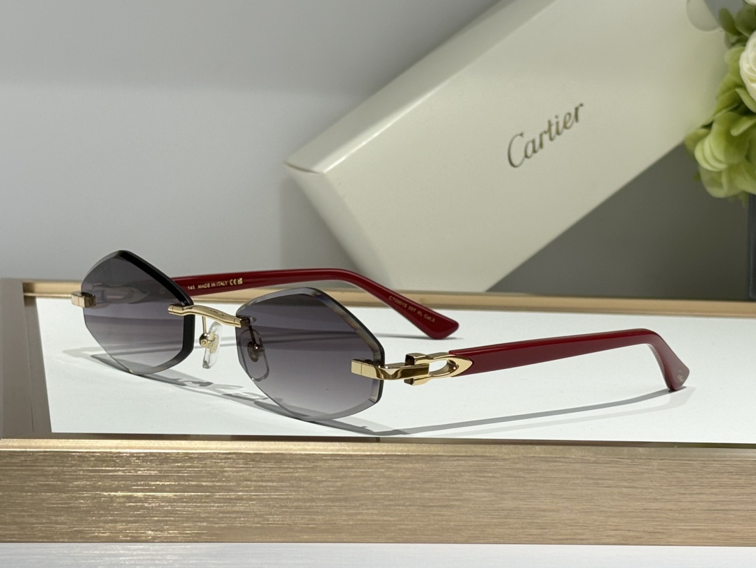  Cartie*
Mod：CT0901S
Size：59-21-145
杏仁形片形
抛光镀金饰面
实物质