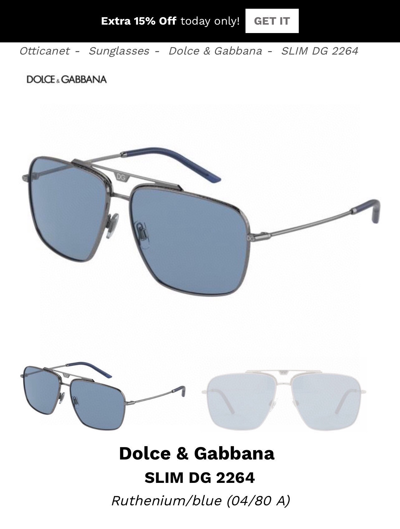  DOLCE&GABBAN*
ModelDG2264
Size61-15-145
