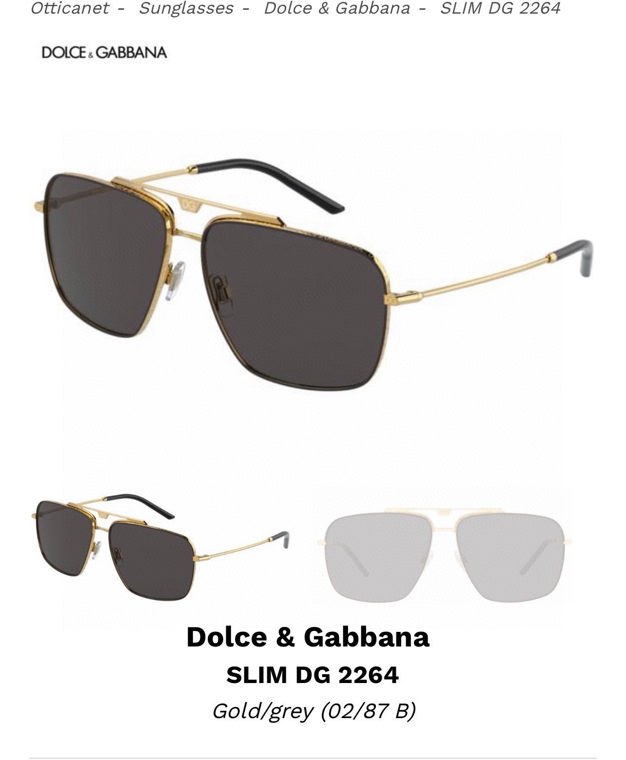  DOLCE&GABBAN*
ModelDG2264
Size61-15-145
