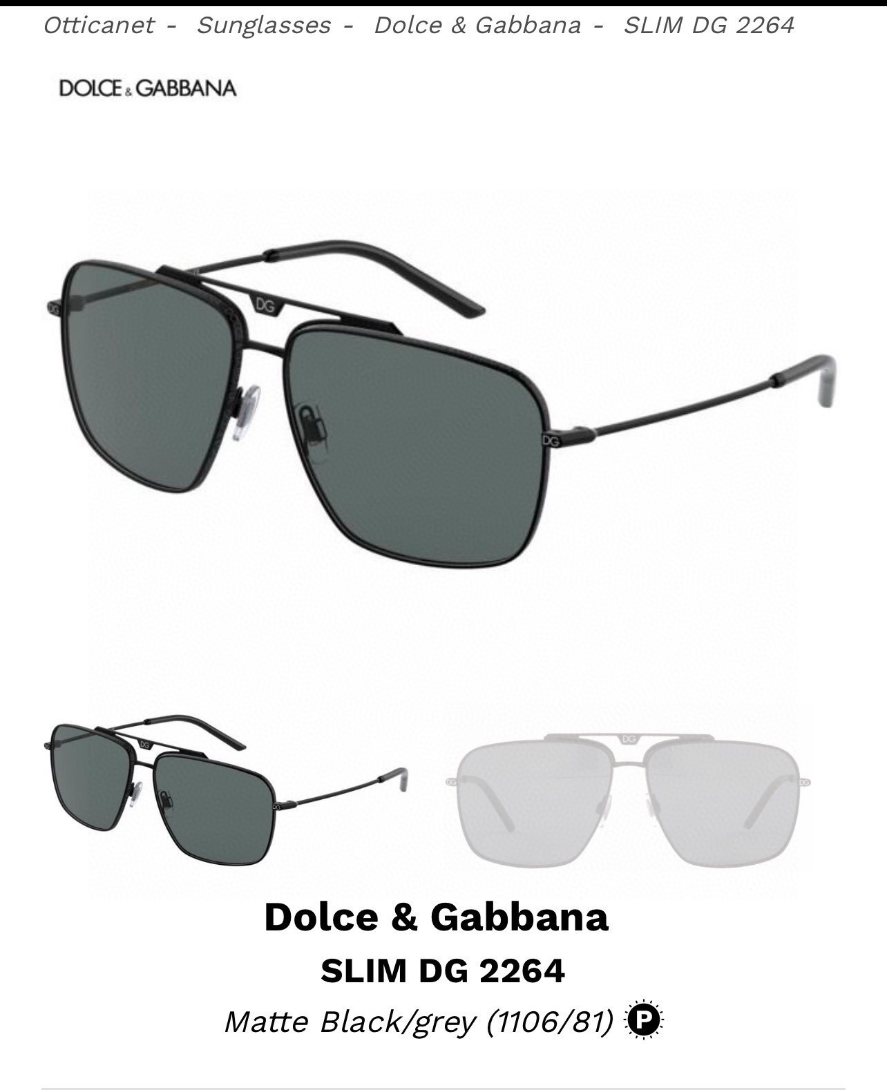  DOLCE&GABBAN*
ModelDG2264
Size61-15-145
